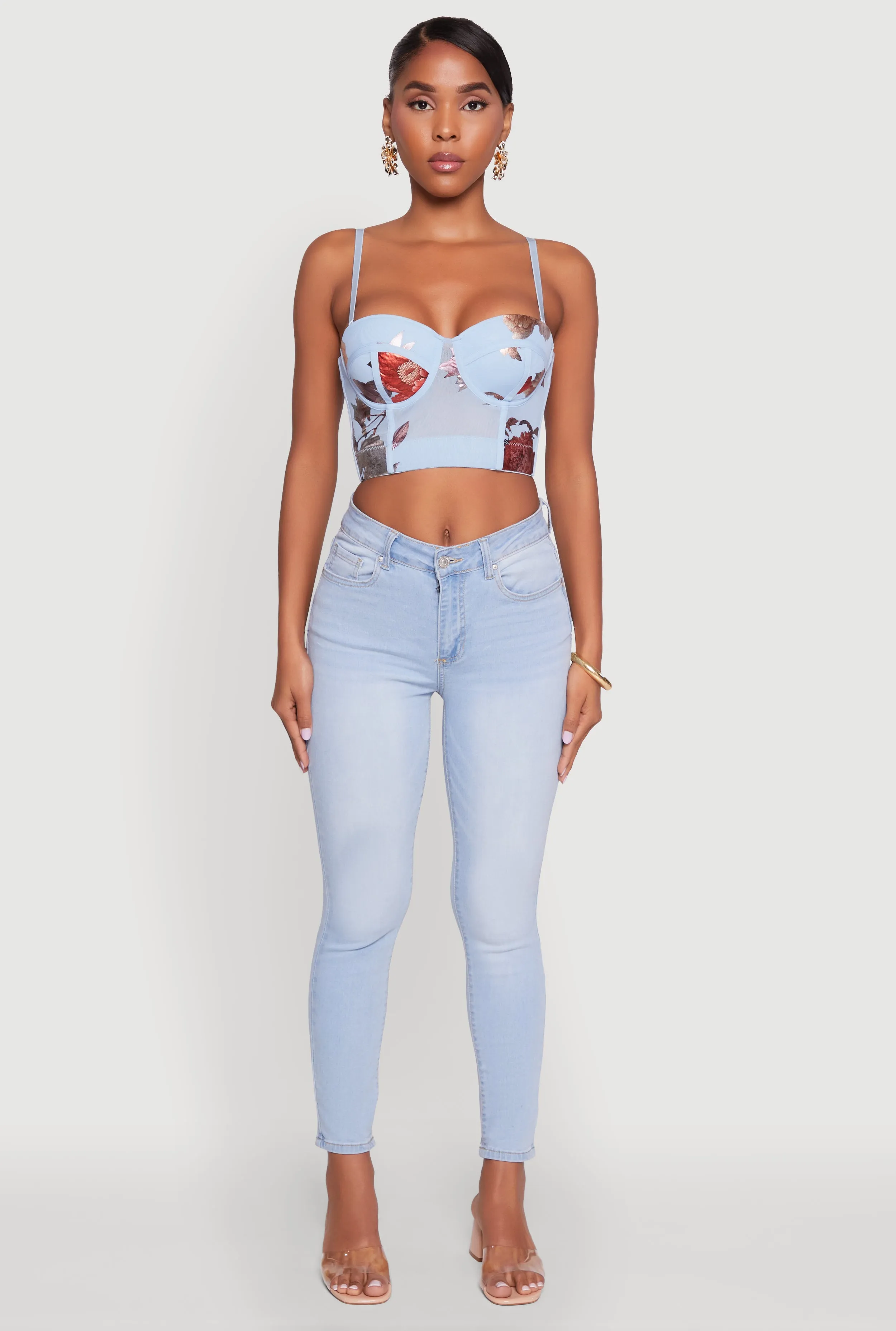 Stylish Floral Mesh Bustier Crop Top sold by Rainbow product image thumbnail 3