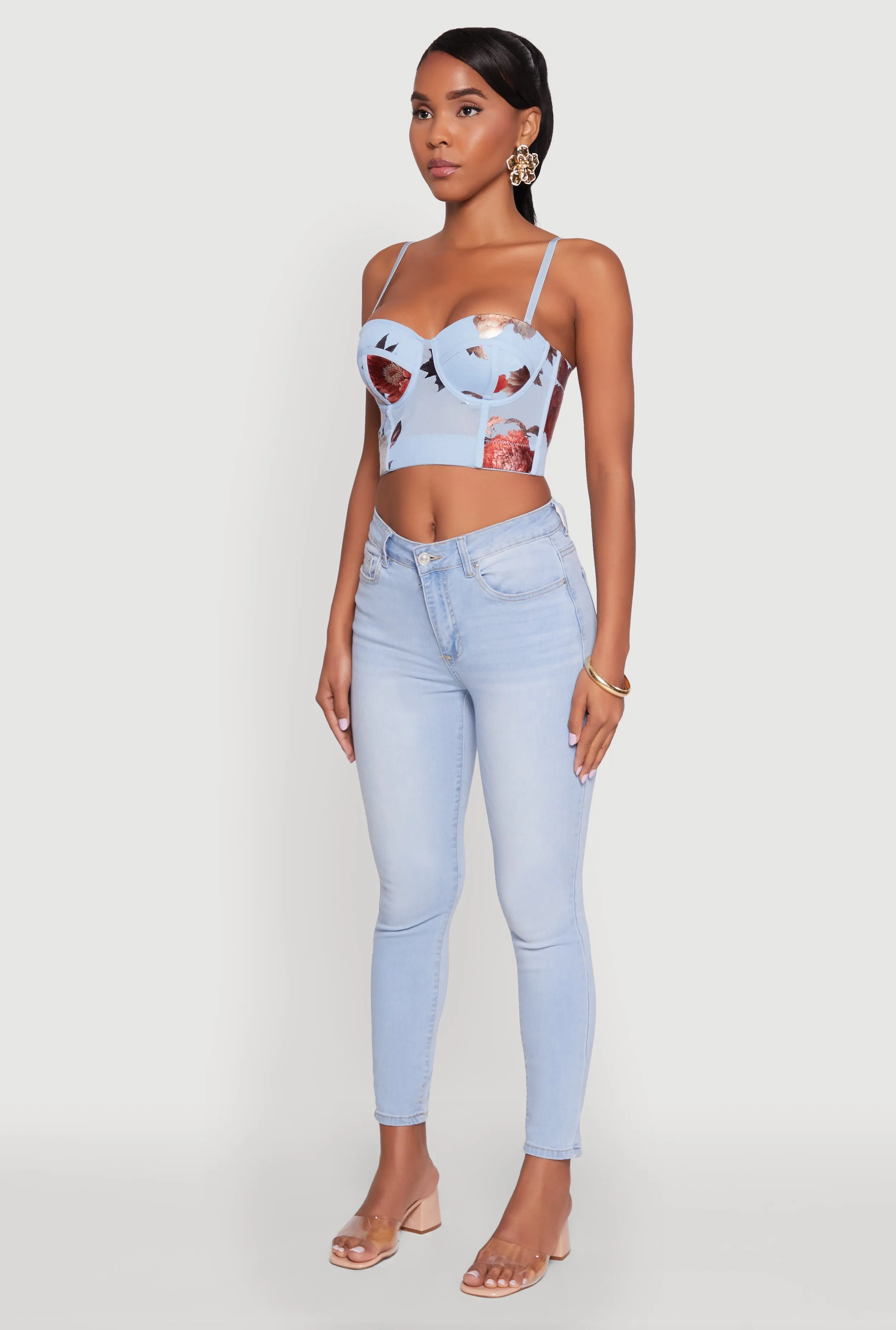 Stylish Floral Mesh Bustier Crop Top sold by Rainbow product image thumbnail 5