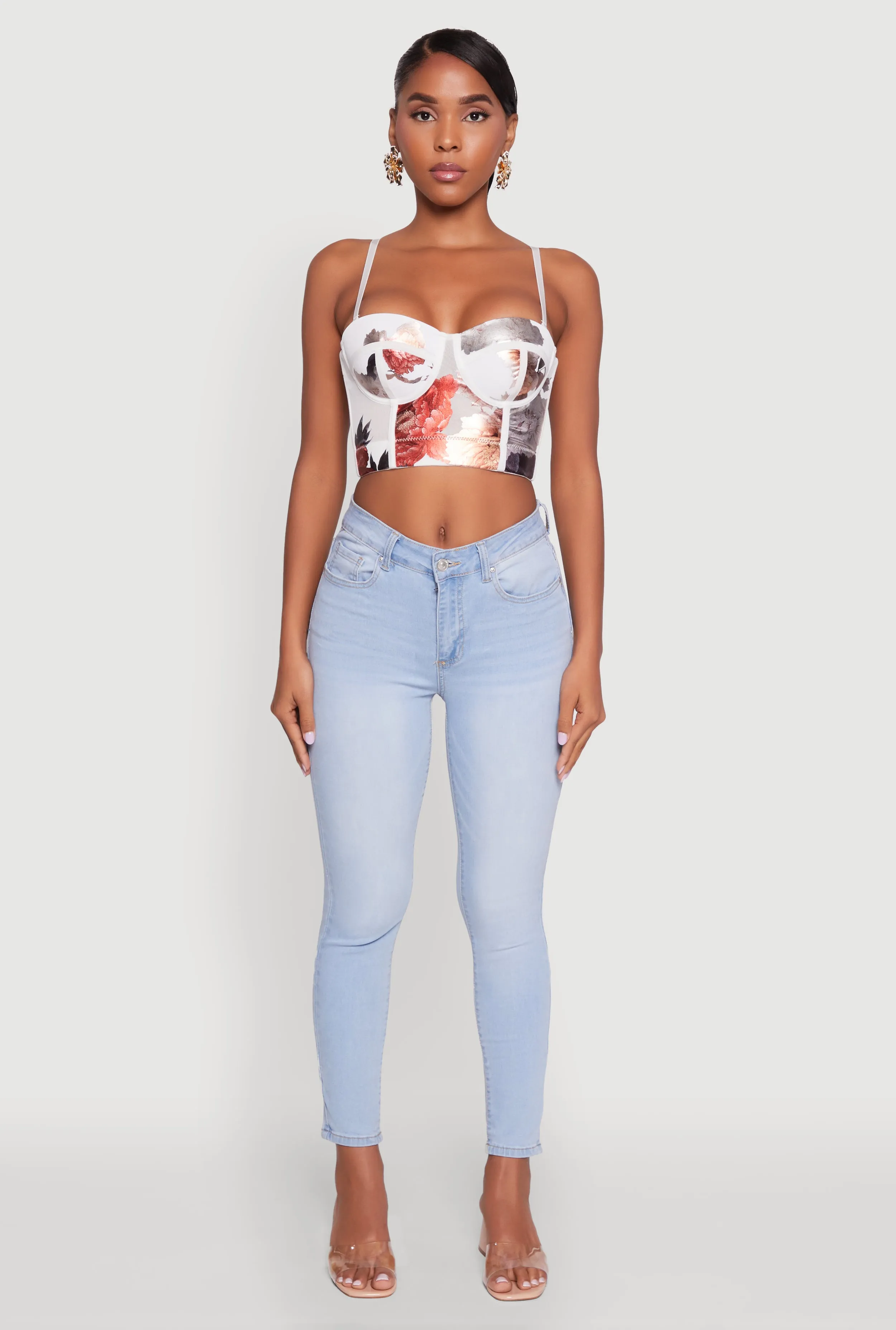 Stylish Floral Mesh Bustier Crop Top sold by Rainbow product image thumbnail 3