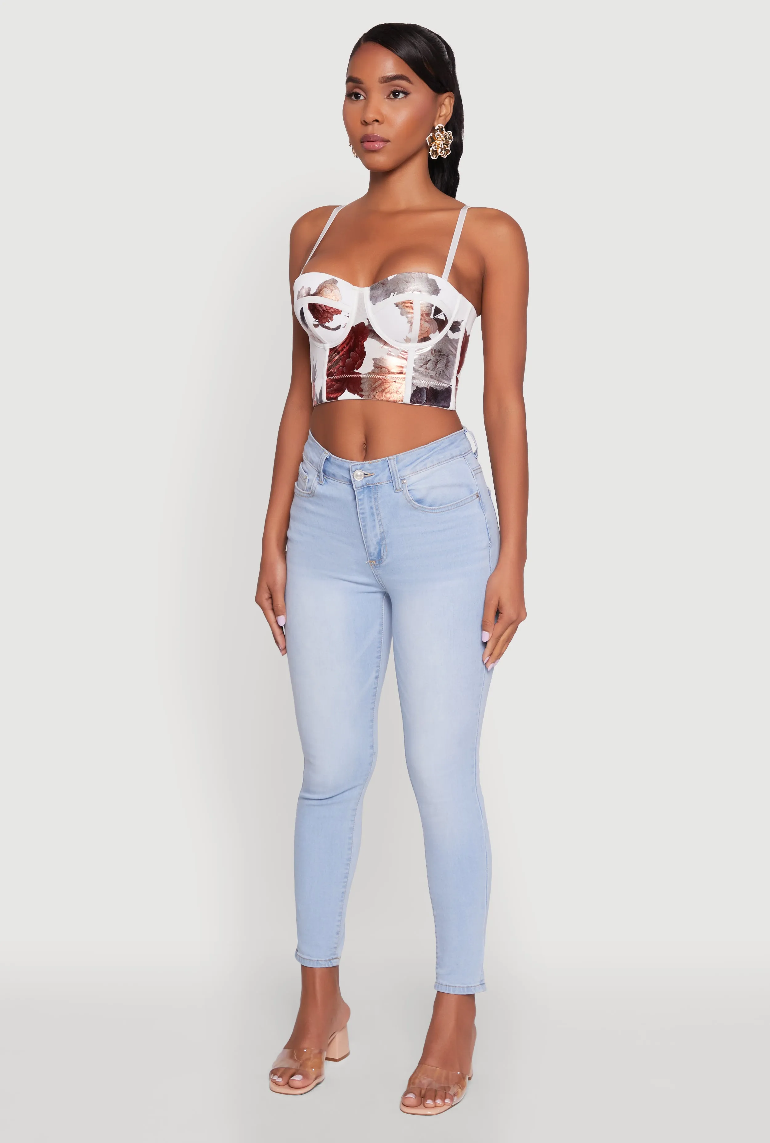 Stylish Floral Mesh Bustier Crop Top sold by Rainbow product image thumbnail 5