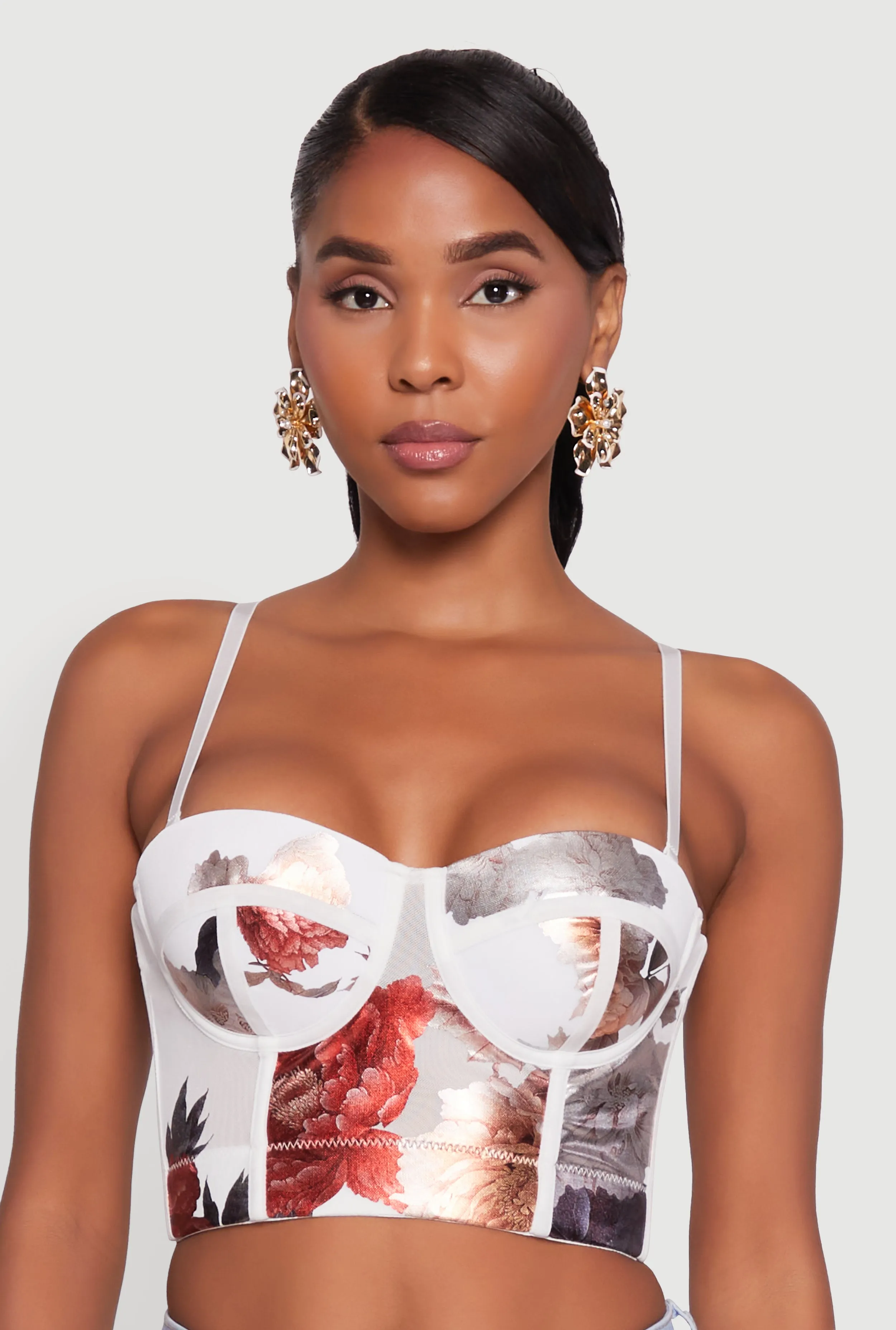 Stylish Floral Mesh Bustier Crop Top sold by Rainbow product image thumbnail 2