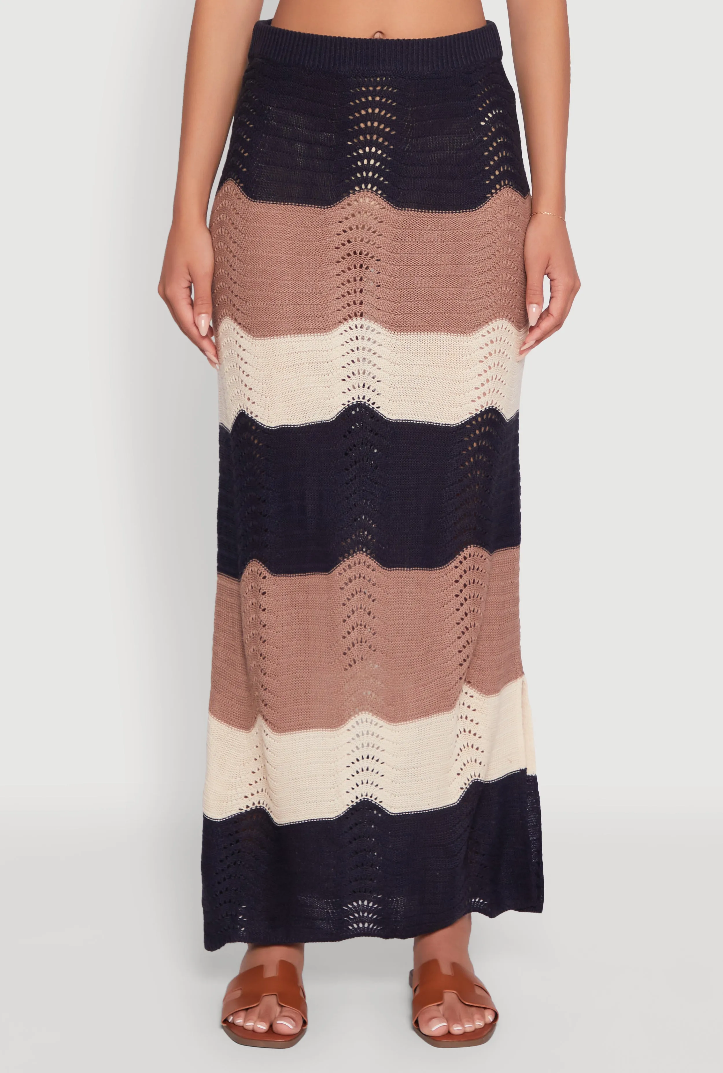 Chic Crochet High Waisted Striped Maxi Skirt sold by Rainbow product image thumbnail 3