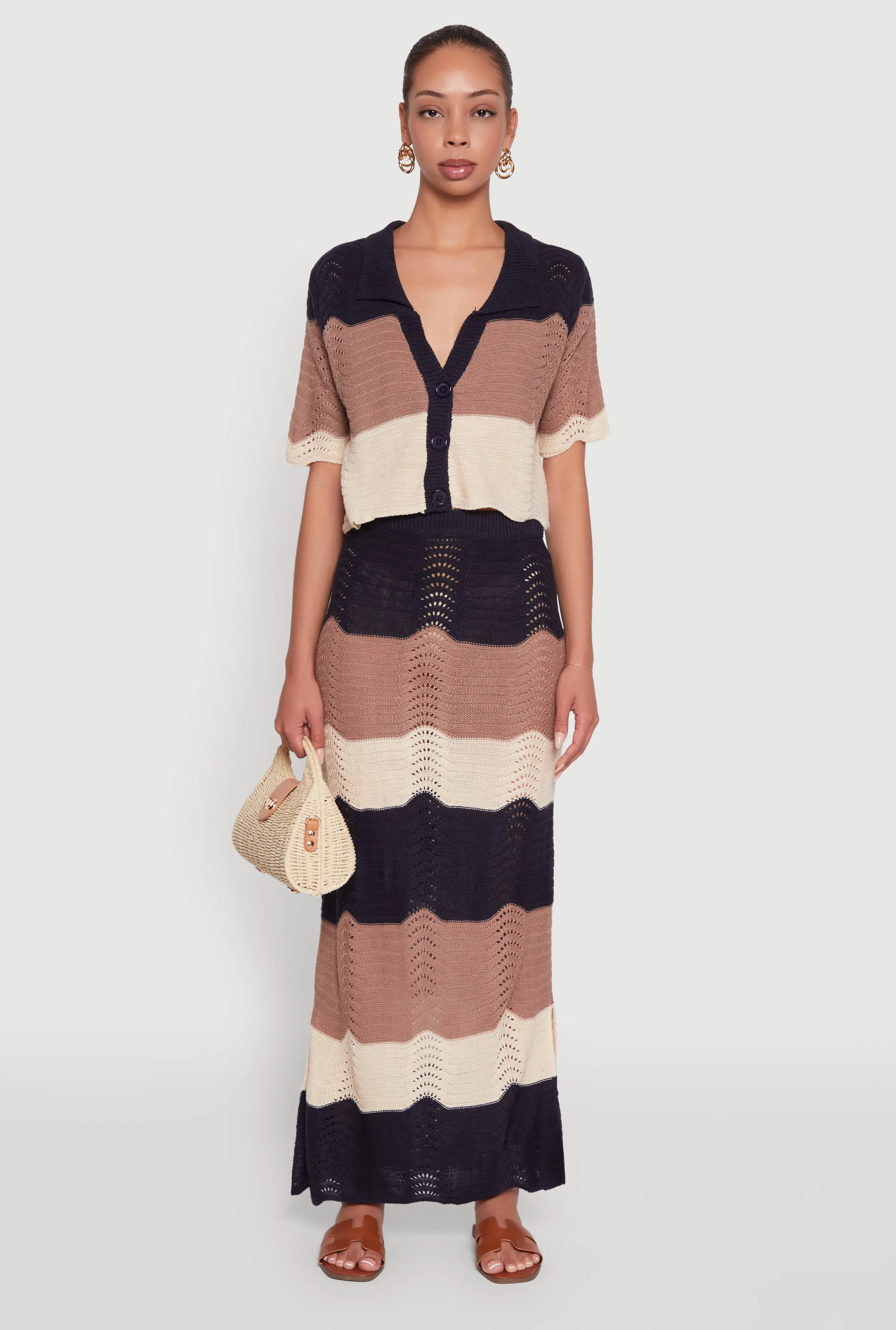 Chic Crochet High Waisted Striped Maxi Skirt sold by Rainbow product image thumbnail 2