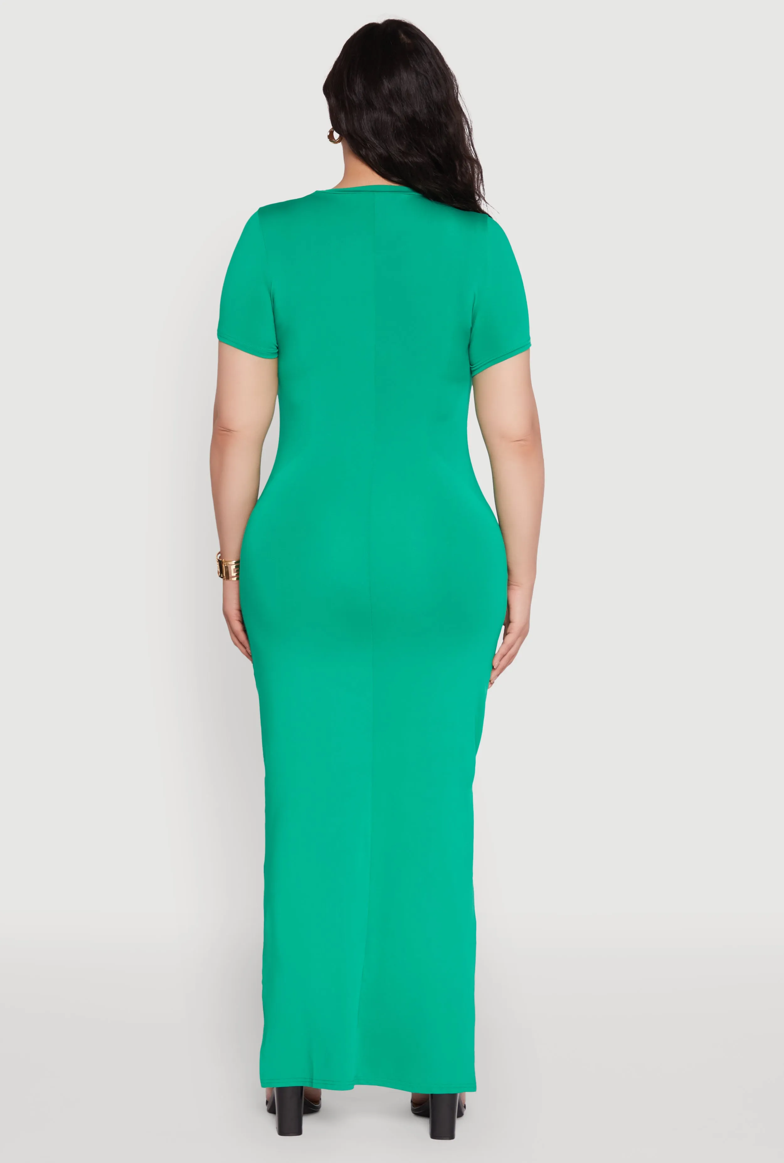 Plus Size Daisy Crew Neck Side Slit T-Shirt Dress sold by Rainbow product image thumbnail 5