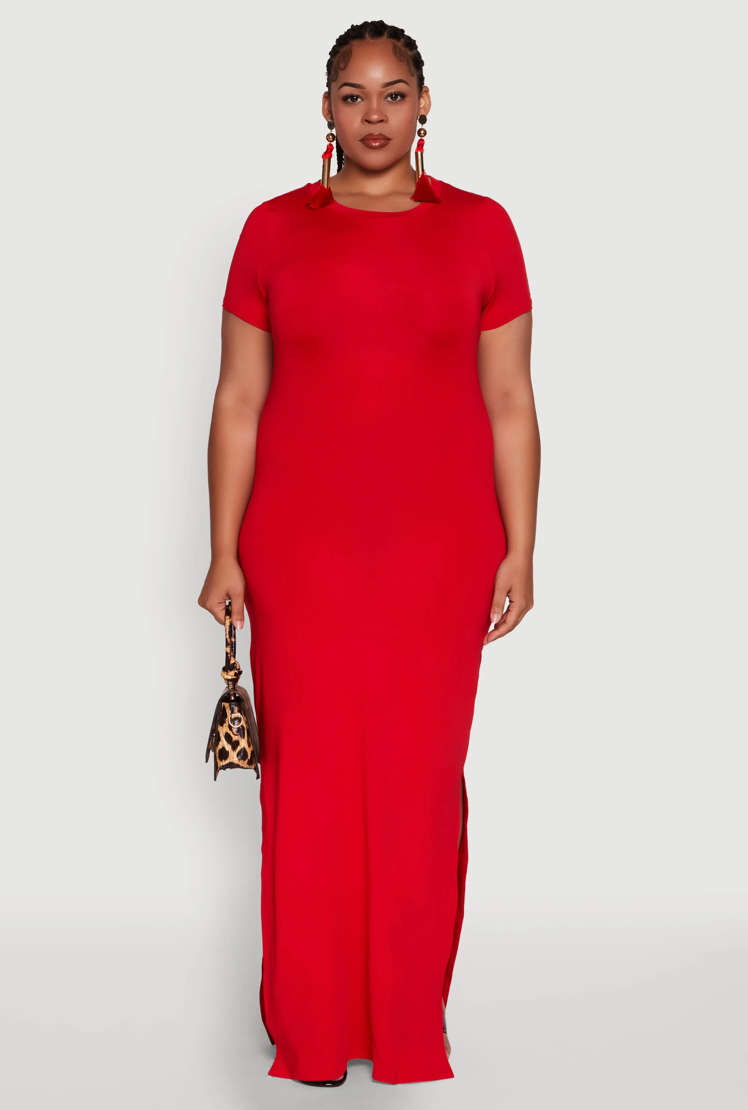 Plus Size Daisy Crew Neck Side Slit T-Shirt Dress sold by Rainbow product image thumbnail 2