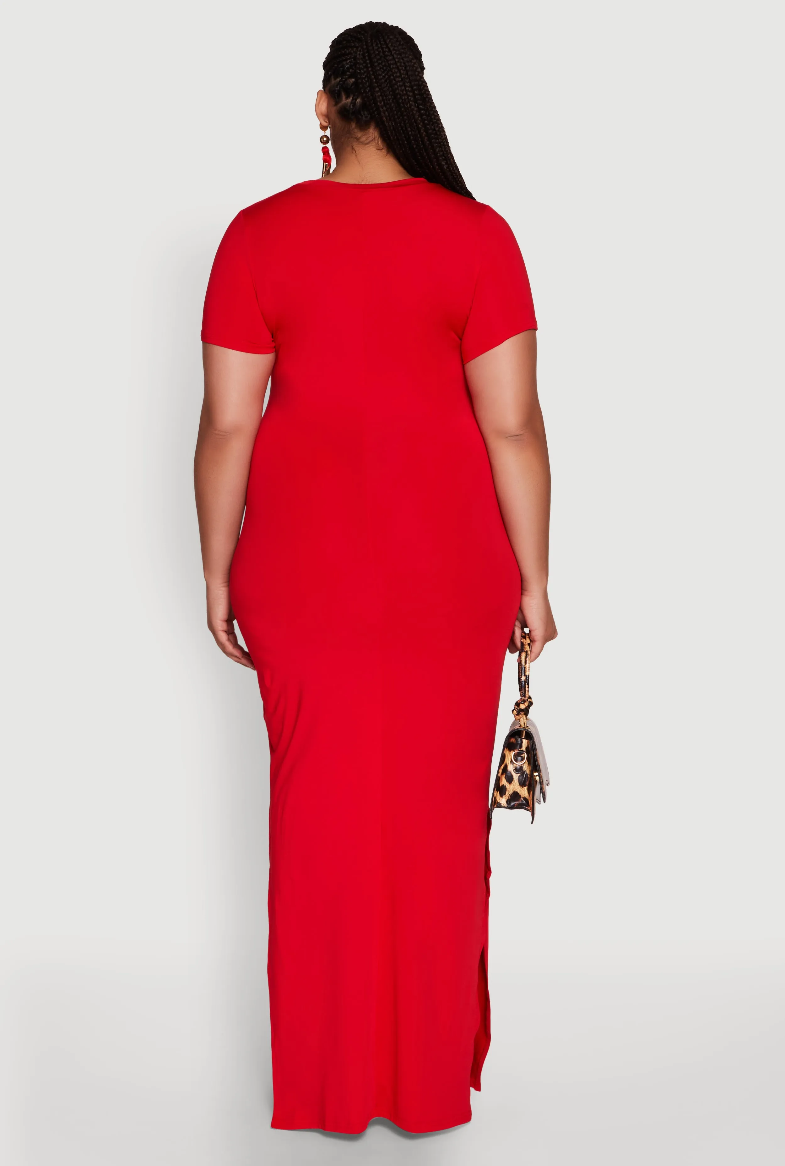 Plus Size Daisy Crew Neck Side Slit T-Shirt Dress sold by Rainbow product image thumbnail 5