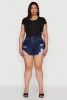 Plus Size WAX High Waisted Distressed Jean Shorts sold by Rainbow
