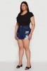 Plus Size WAX High Waisted Distressed Jean Shorts sold by Rainbow