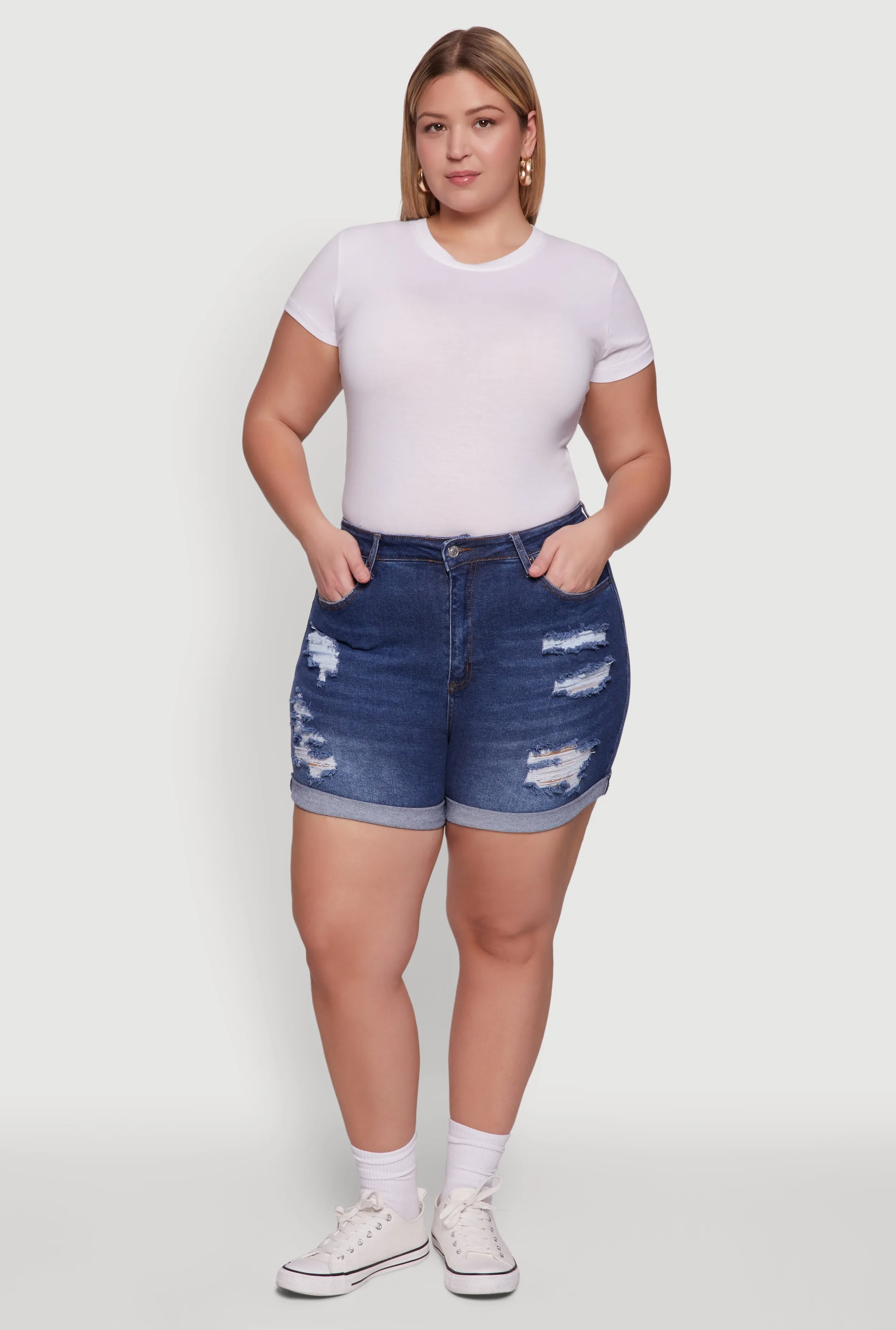 WAX Distressed High Waisted Jean Shorts sold by Rainbow product image thumbnail 2