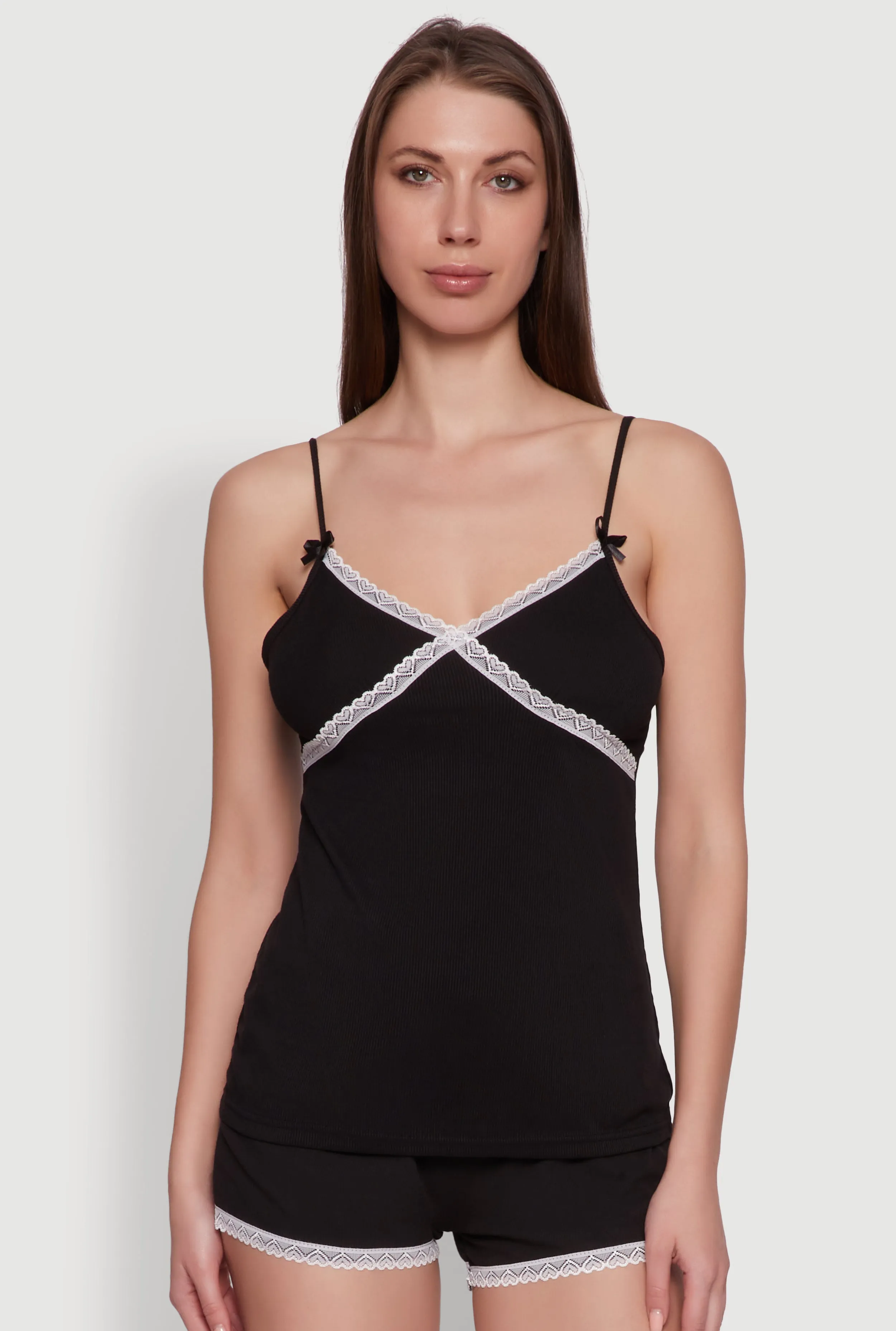 Rib Knit Lace Trim Pajama Set sold by Rainbow product image thumbnail 2