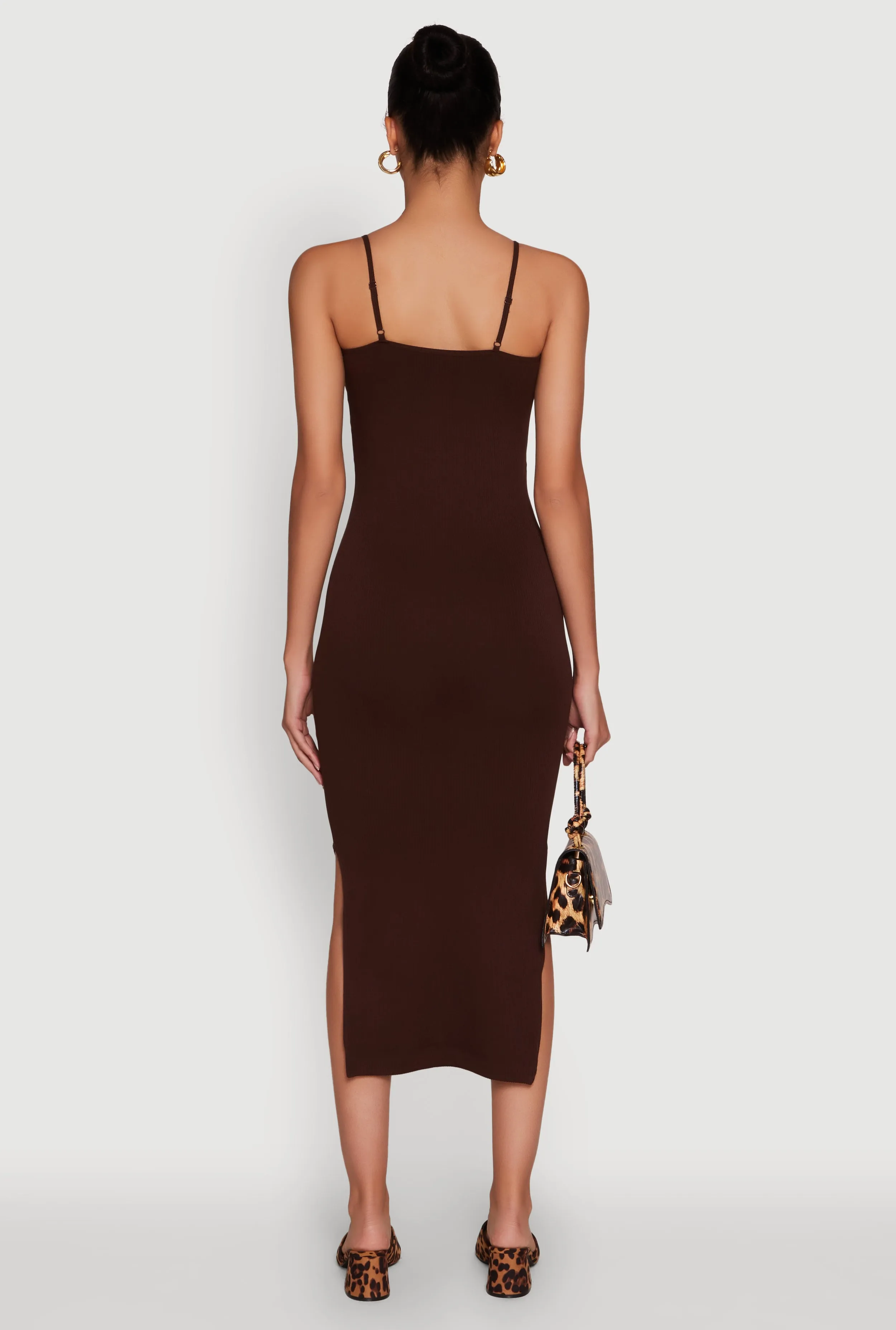 Trendy Ribbed Knit Side Slit Midi Dress sold by Rainbow product image thumbnail 5