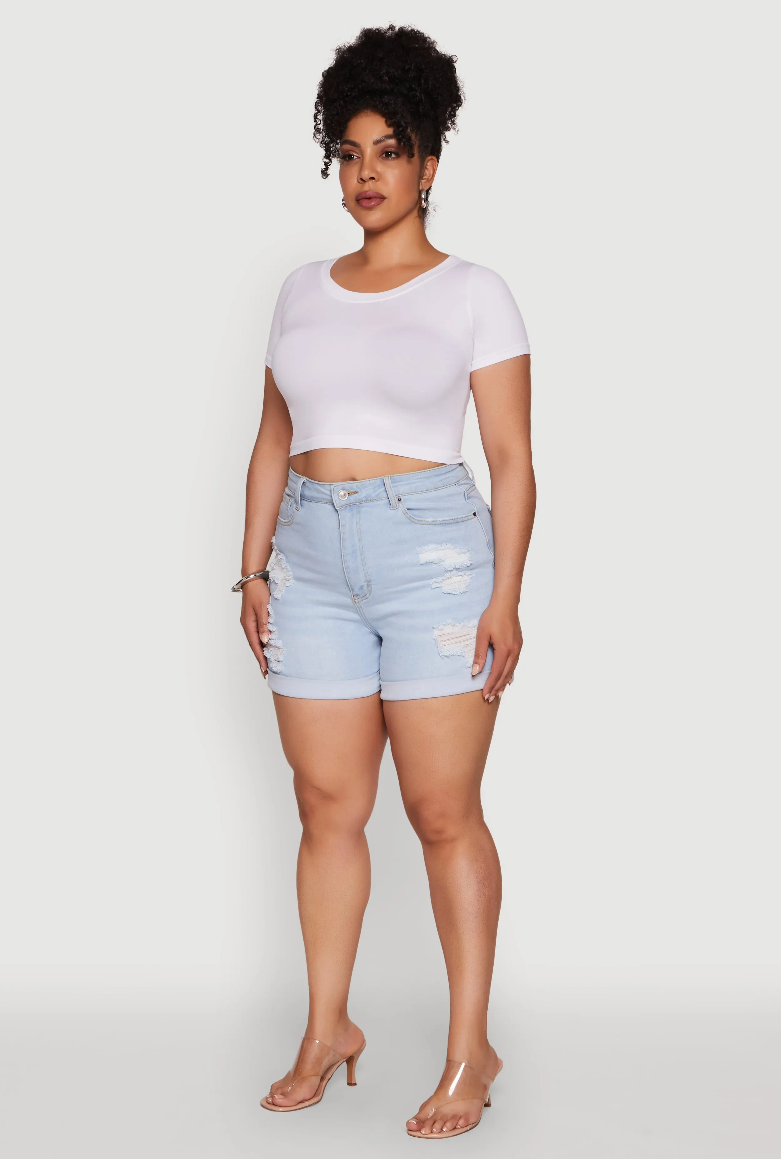 WAX Distressed High Waisted Jean Shorts sold by Rainbow product image thumbnail 3