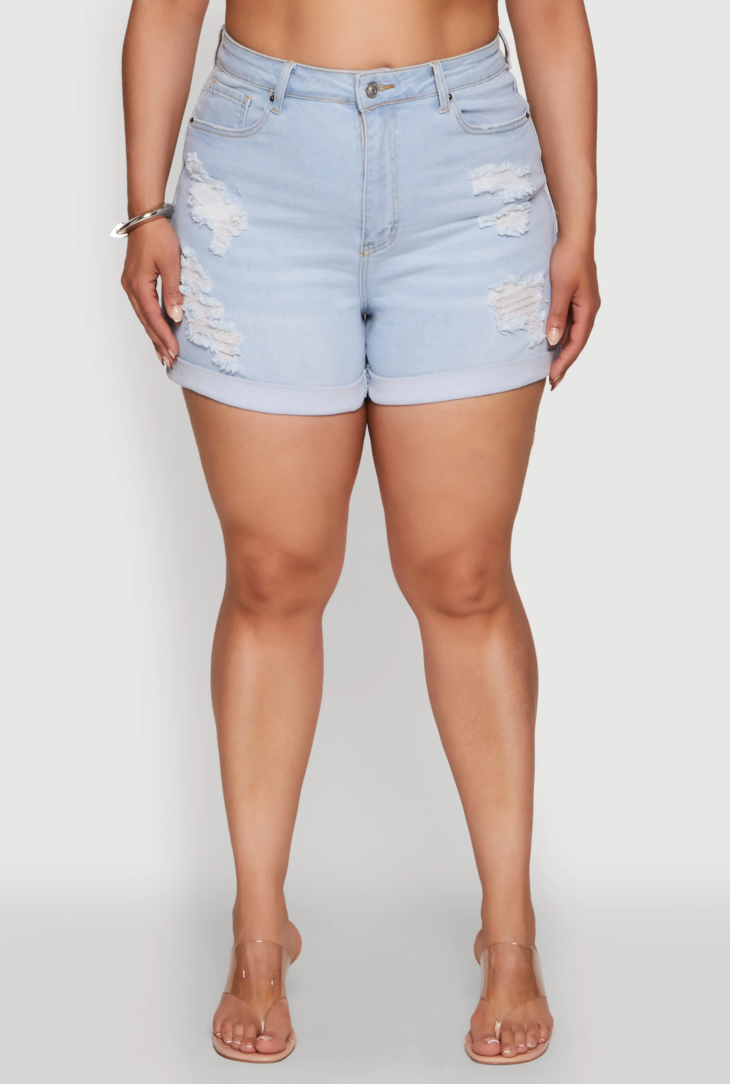 WAX Distressed High Waisted Jean Shorts sold by Rainbow product image thumbnail 4