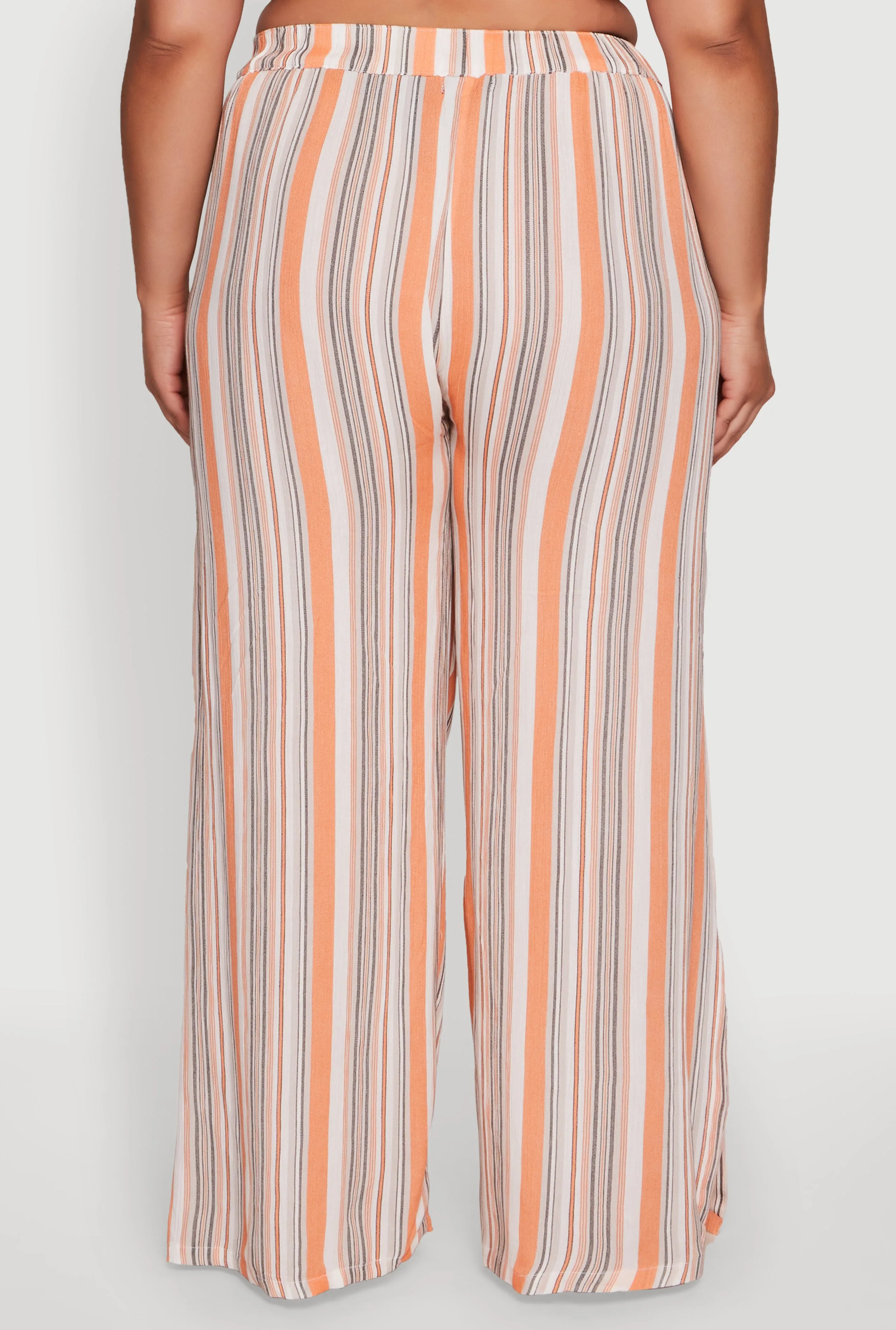 Plus Size Striped Buttoned Split Hem Palazzo Pants sold by Rainbow product image thumbnail 5