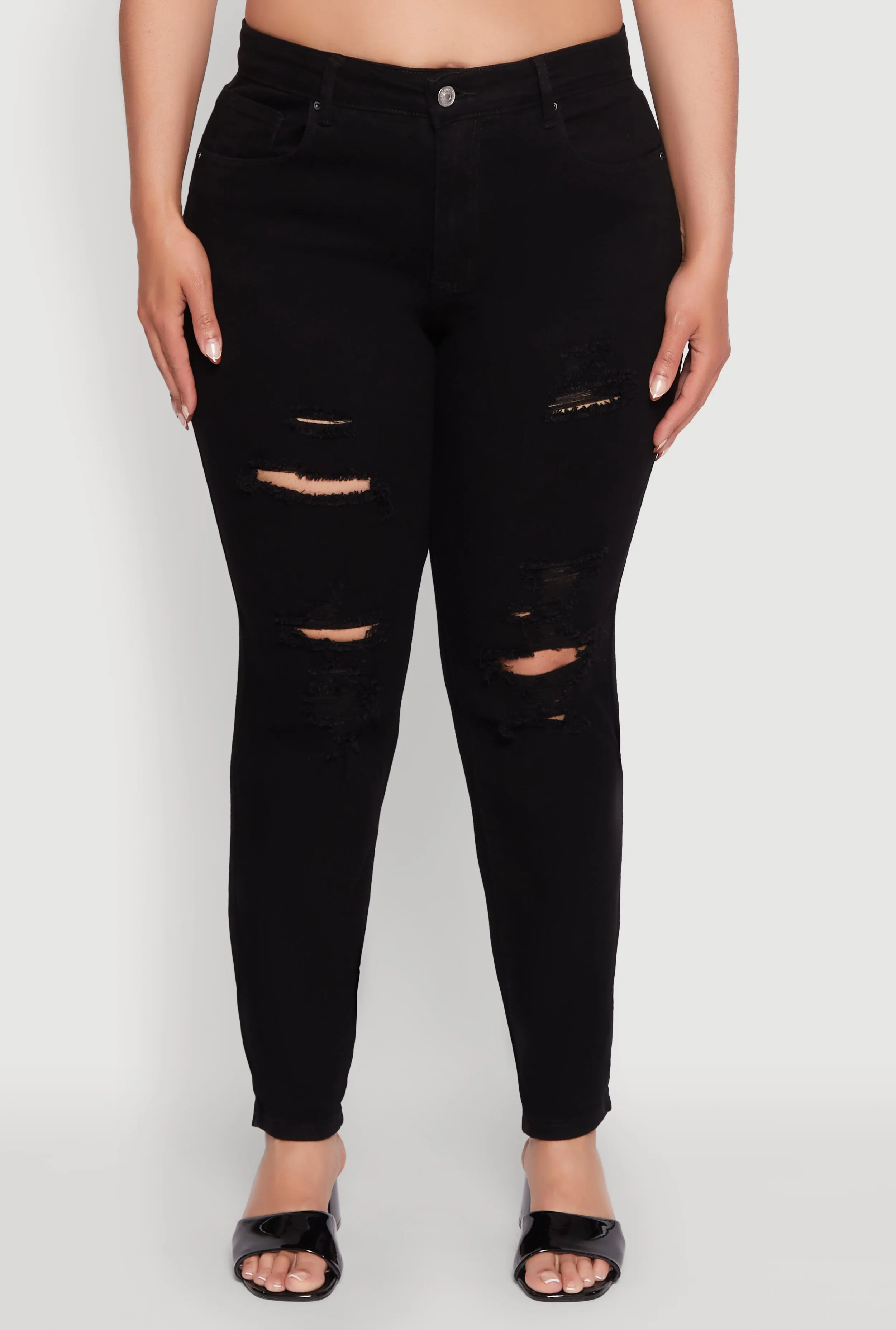 Plus Size WAX Distressed High Waisted Boyfriend Jeans sold by Rainbow product image thumbnail 5