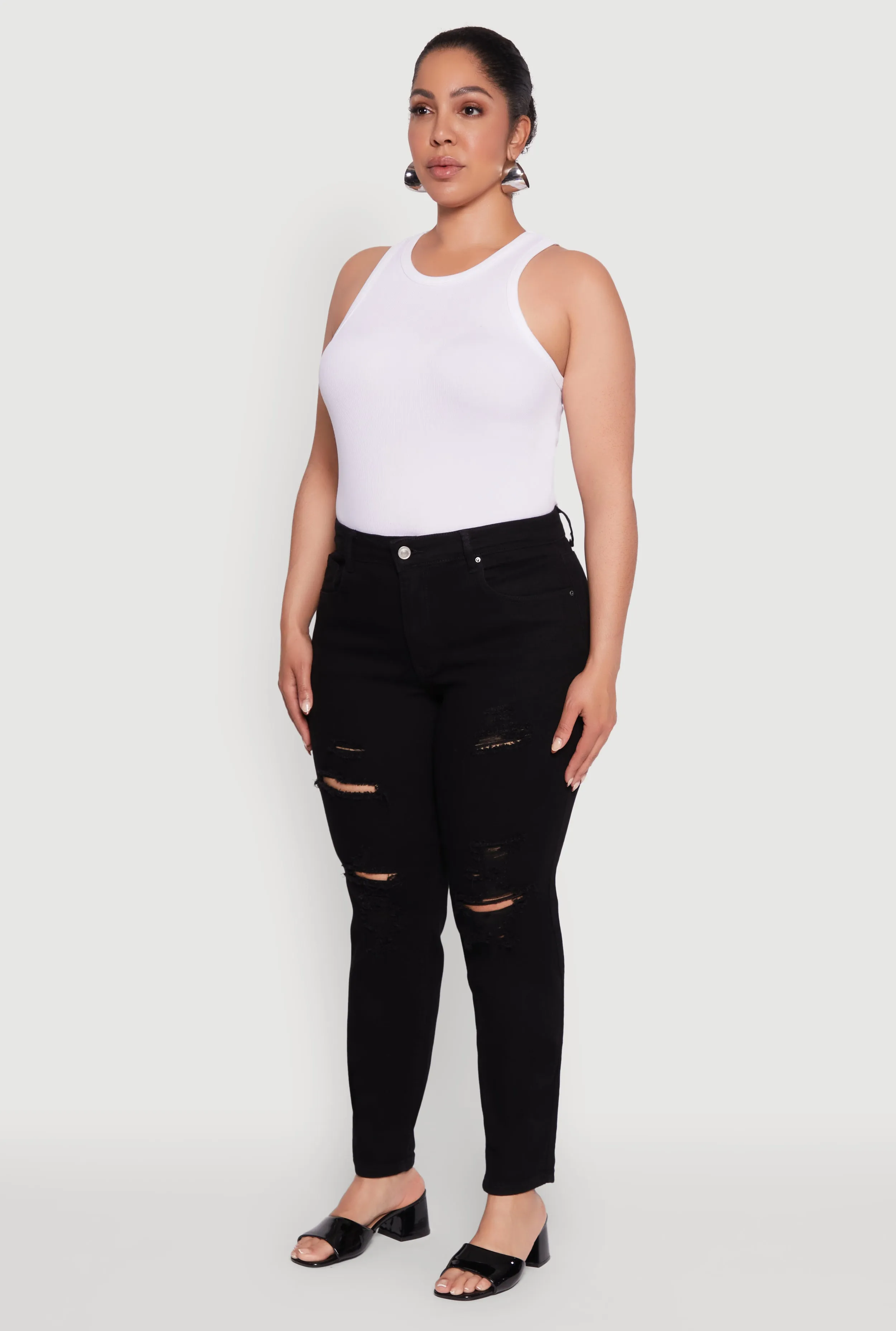 Plus Size WAX Distressed High Waisted Boyfriend Jeans sold by Rainbow product image thumbnail 3