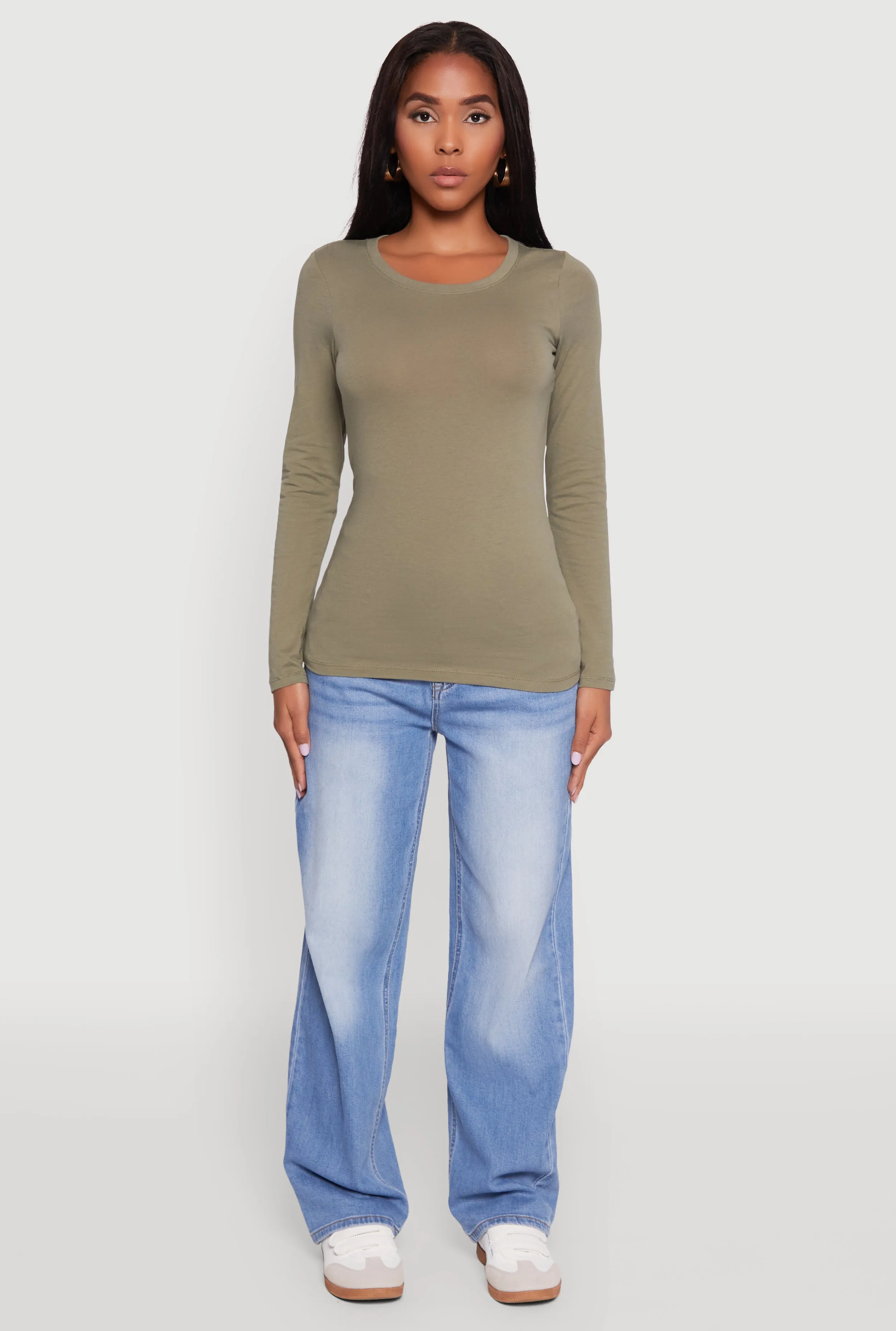 Basic Long Sleeve Crew Neck T Shirt sold by Rainbow