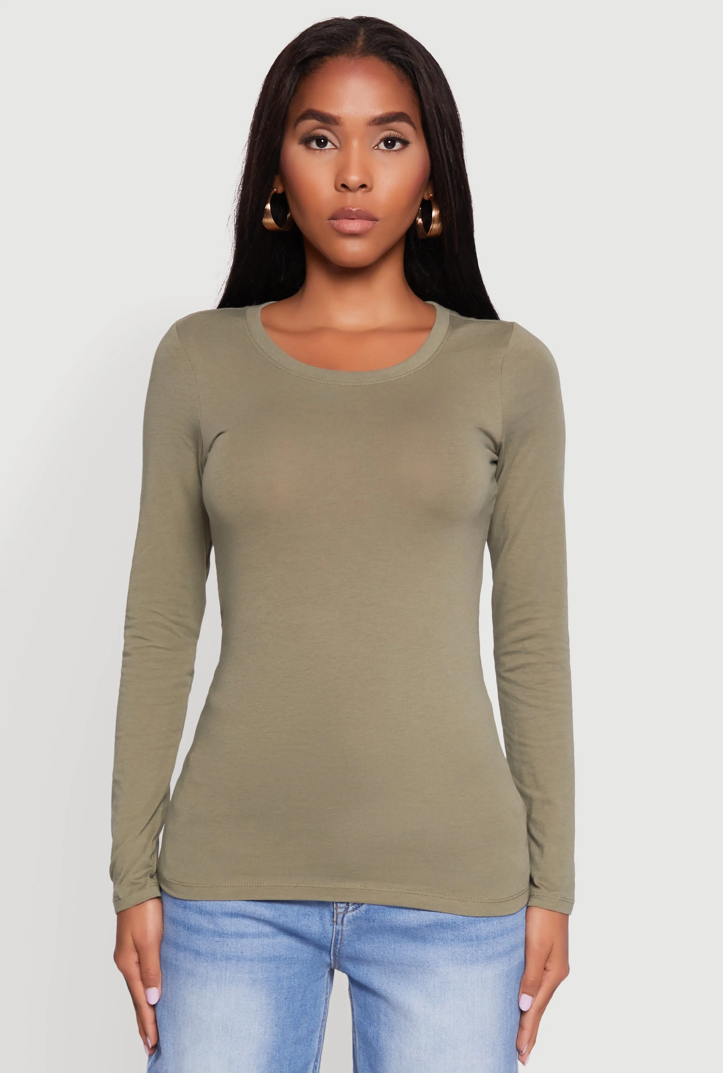 Basic Long Sleeve Crew Neck T Shirt sold by Rainbow product image thumbnail 2
