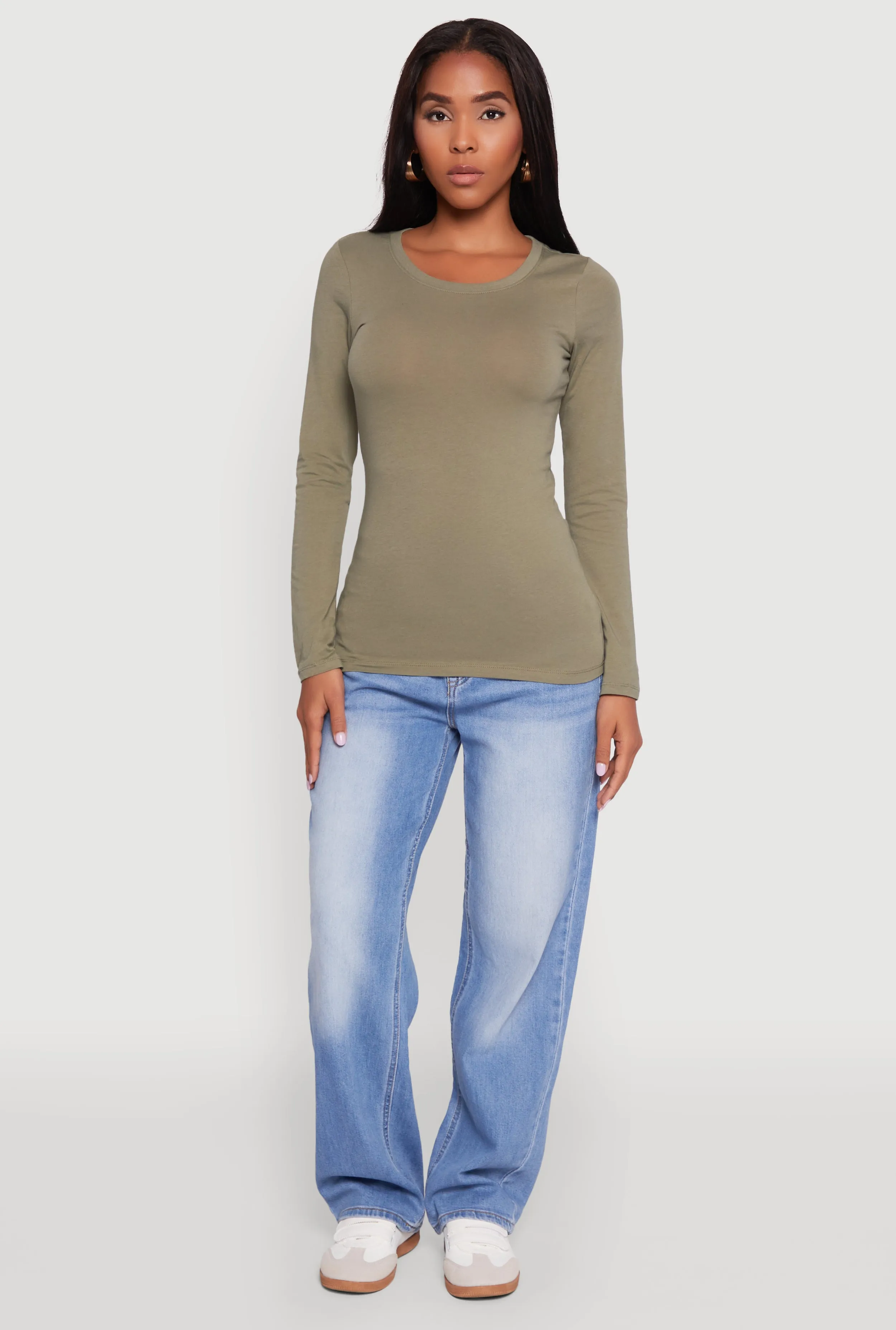 Basic Long Sleeve Crew Neck T Shirt sold by Rainbow product image thumbnail 3