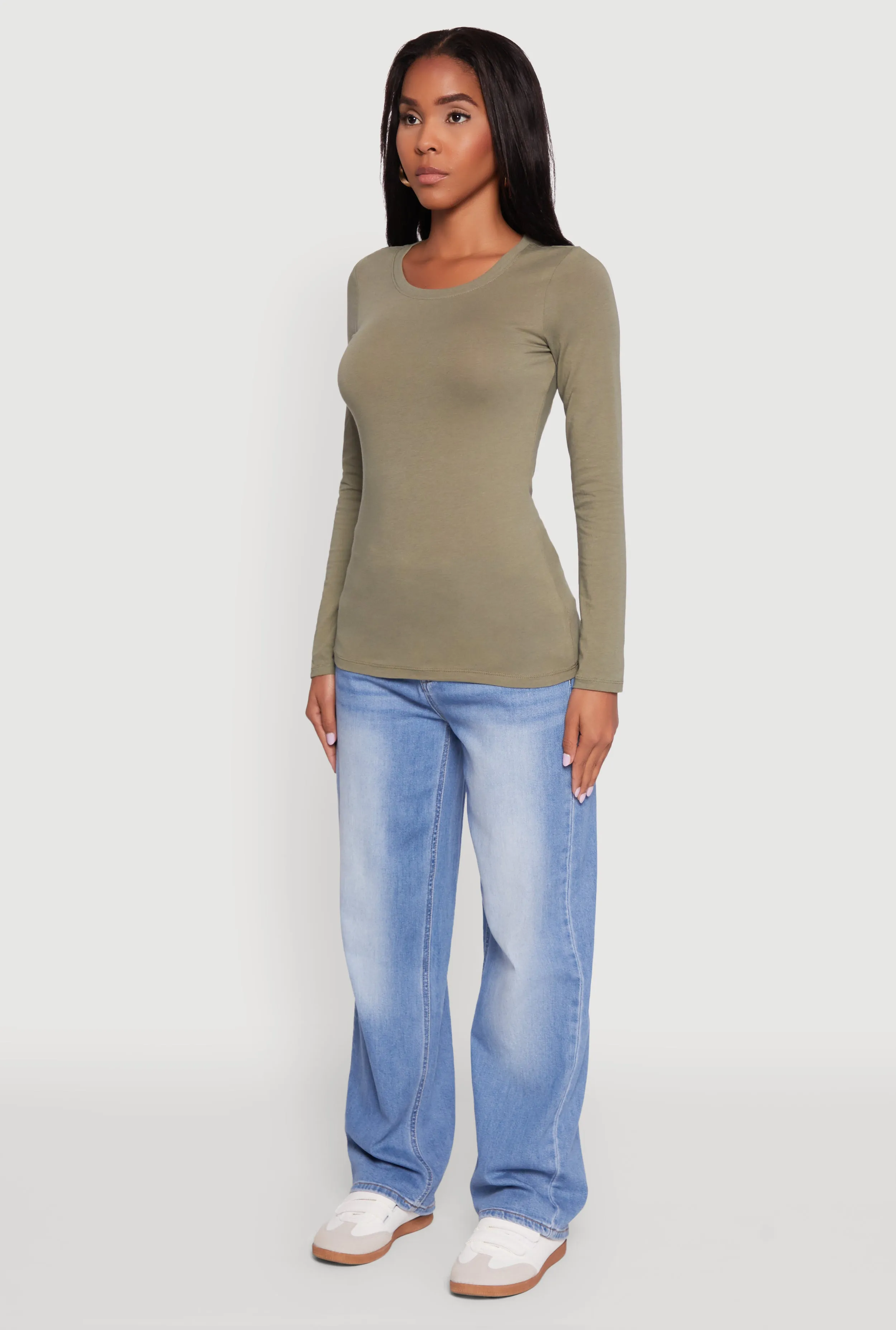 Basic Long Sleeve Crew Neck T Shirt sold by Rainbow product image thumbnail 5