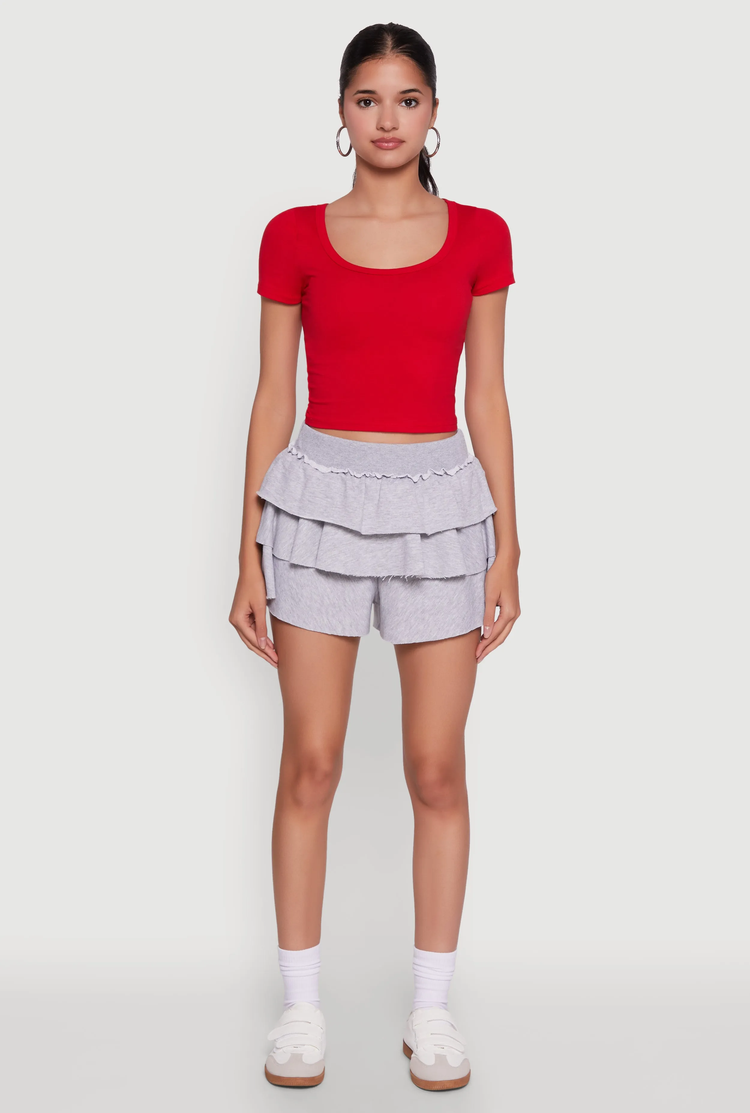 Stylish Ruffled High Waist Tiered Shorts sold by Rainbow product image thumbnail 2