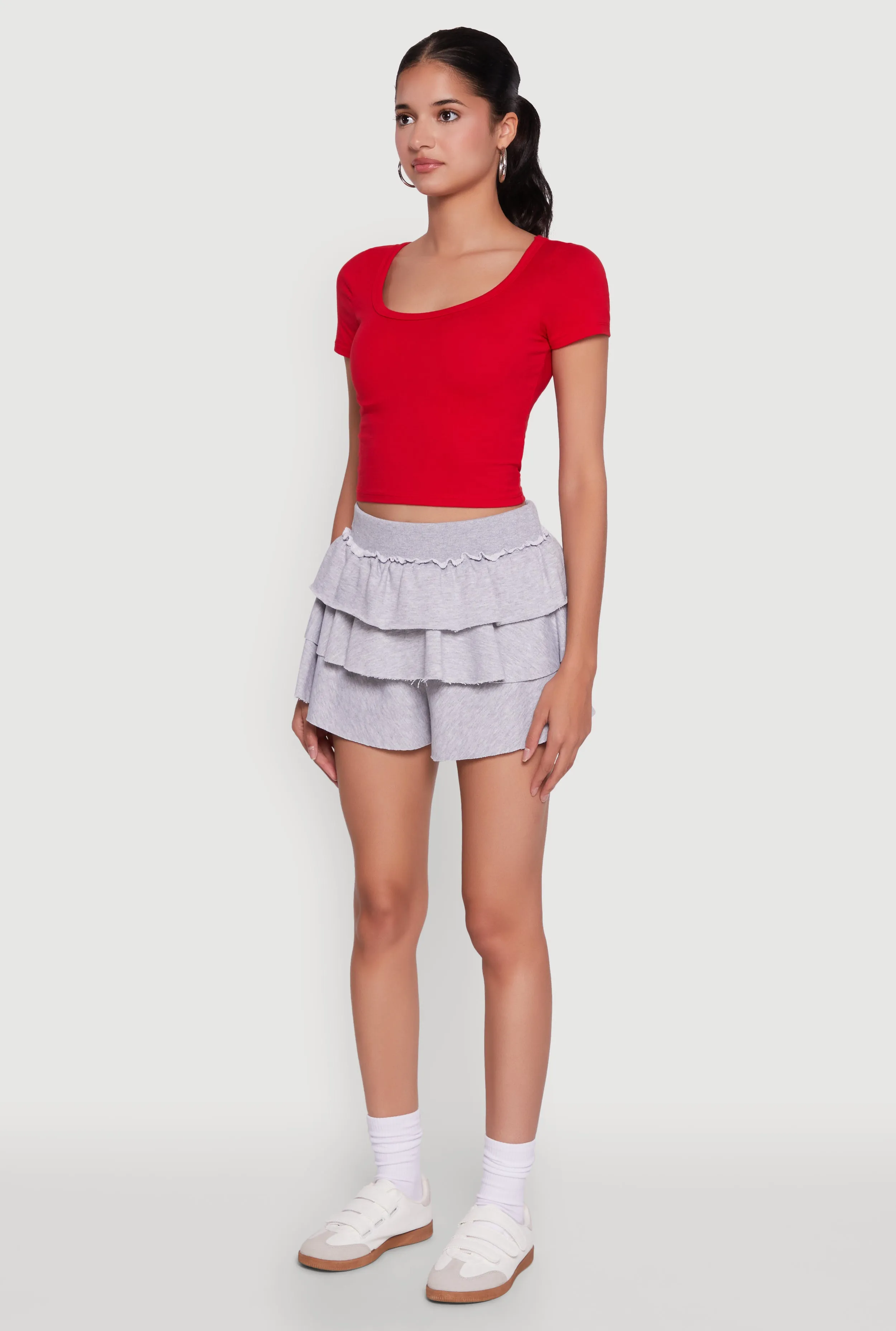 Stylish Ruffled High Waist Tiered Shorts sold by Rainbow product image thumbnail 3