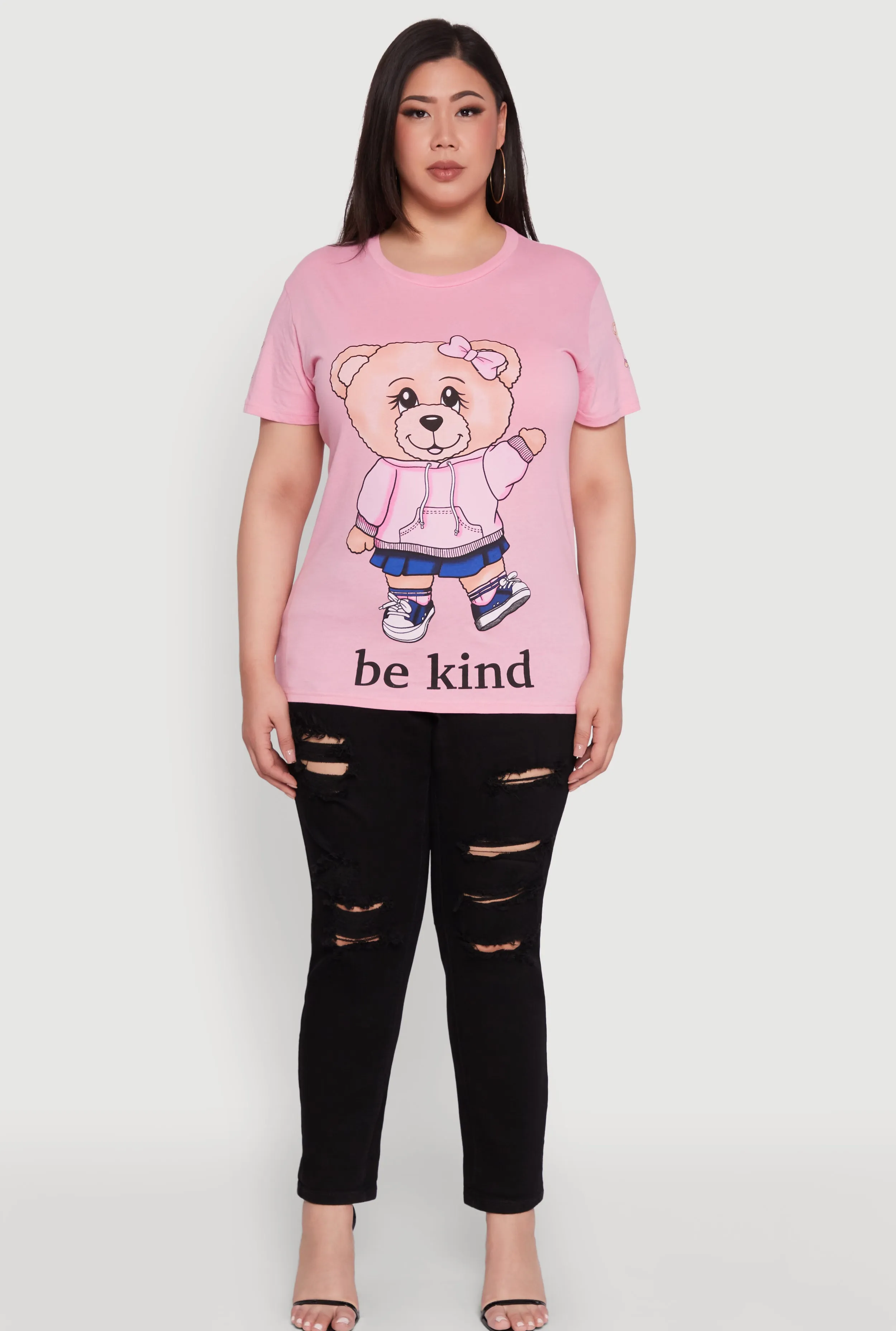 Plus Size Be Kind Bear Graphic Crew Neck T-Shirt sold by Rainbow product image thumbnail 3