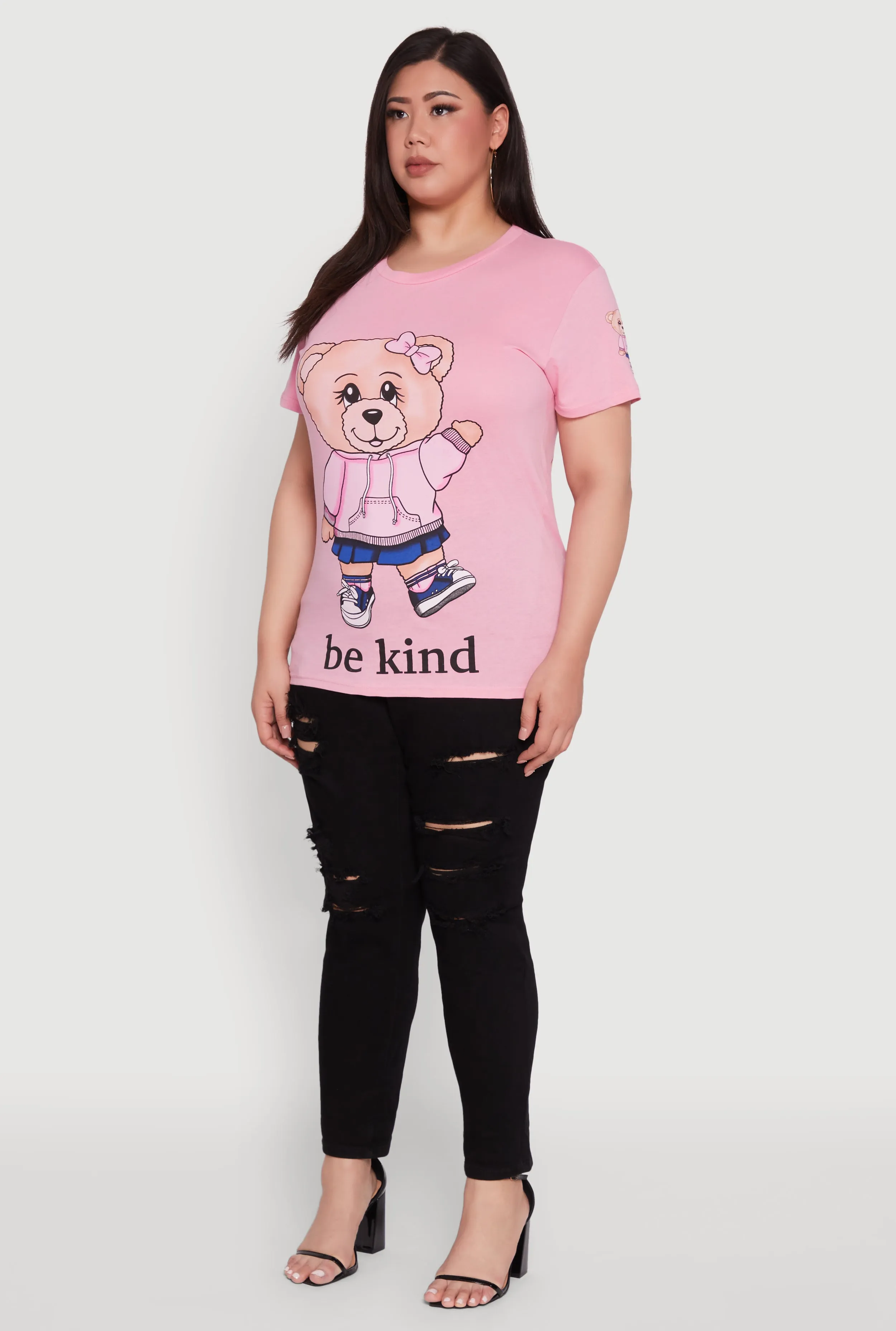 Plus Size Be Kind Bear Graphic Crew Neck T-Shirt sold by Rainbow product image thumbnail 5