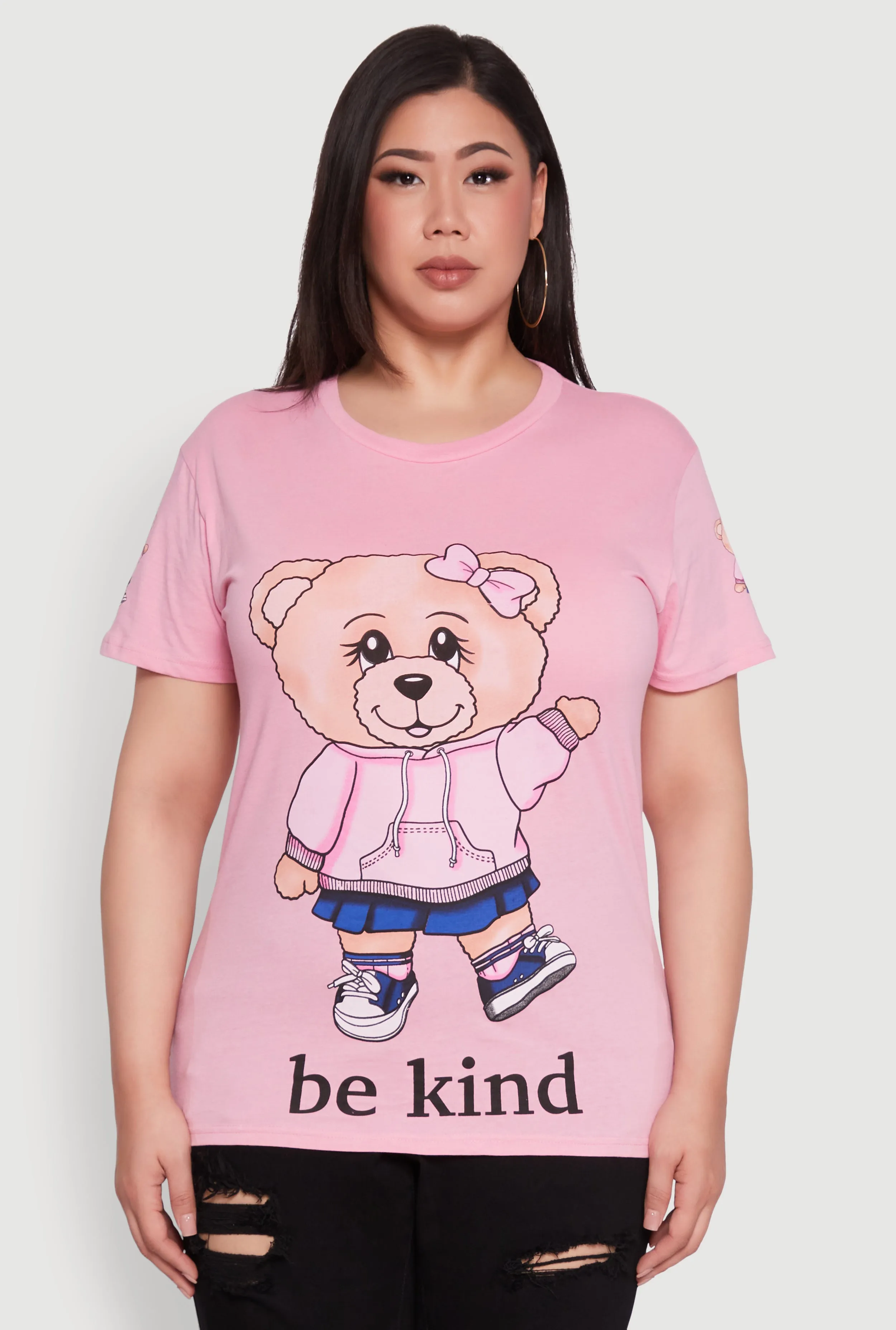 Plus Size Be Kind Bear Graphic Crew Neck T-Shirt sold by Rainbow product image thumbnail 2