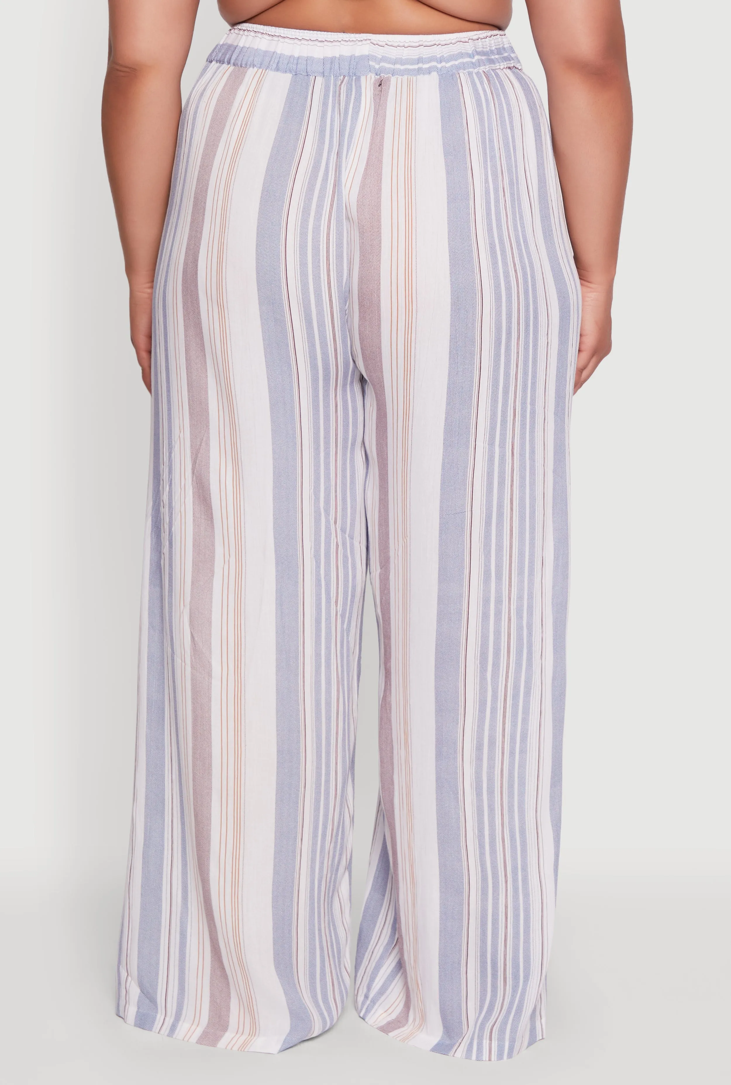 Plus Size Striped Buttoned Split Hem Palazzo Pants sold by Rainbow product image thumbnail 5
