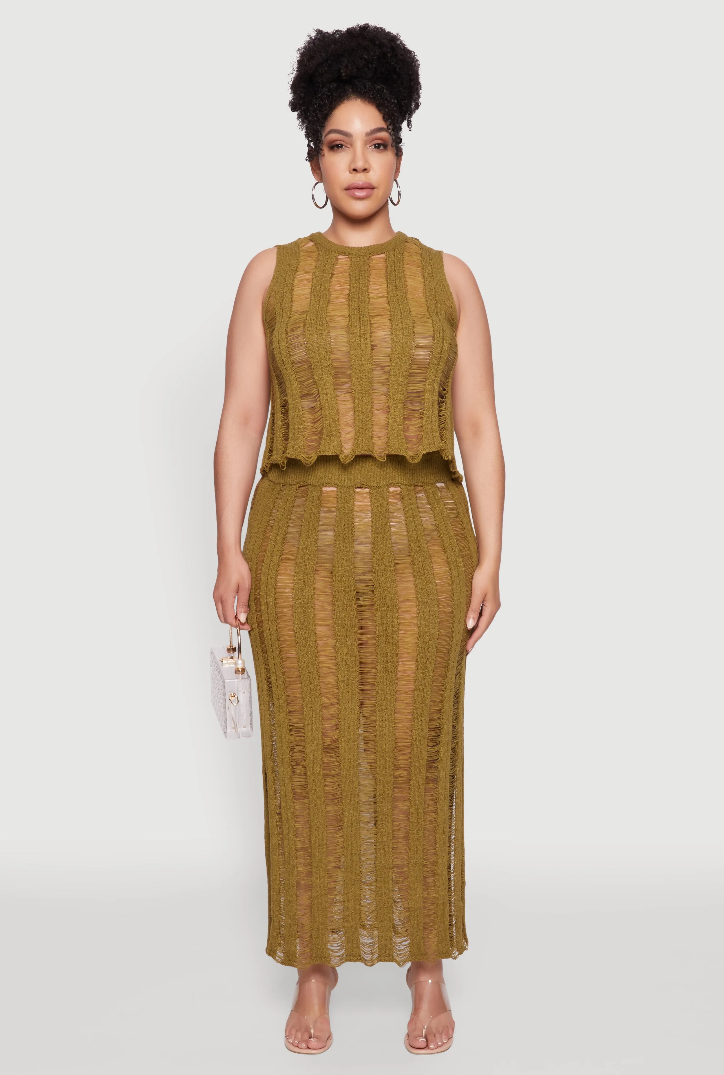 Plus Size Stylish High Neck Shadow Stripe Crop Top sold by Rainbow product image thumbnail 3