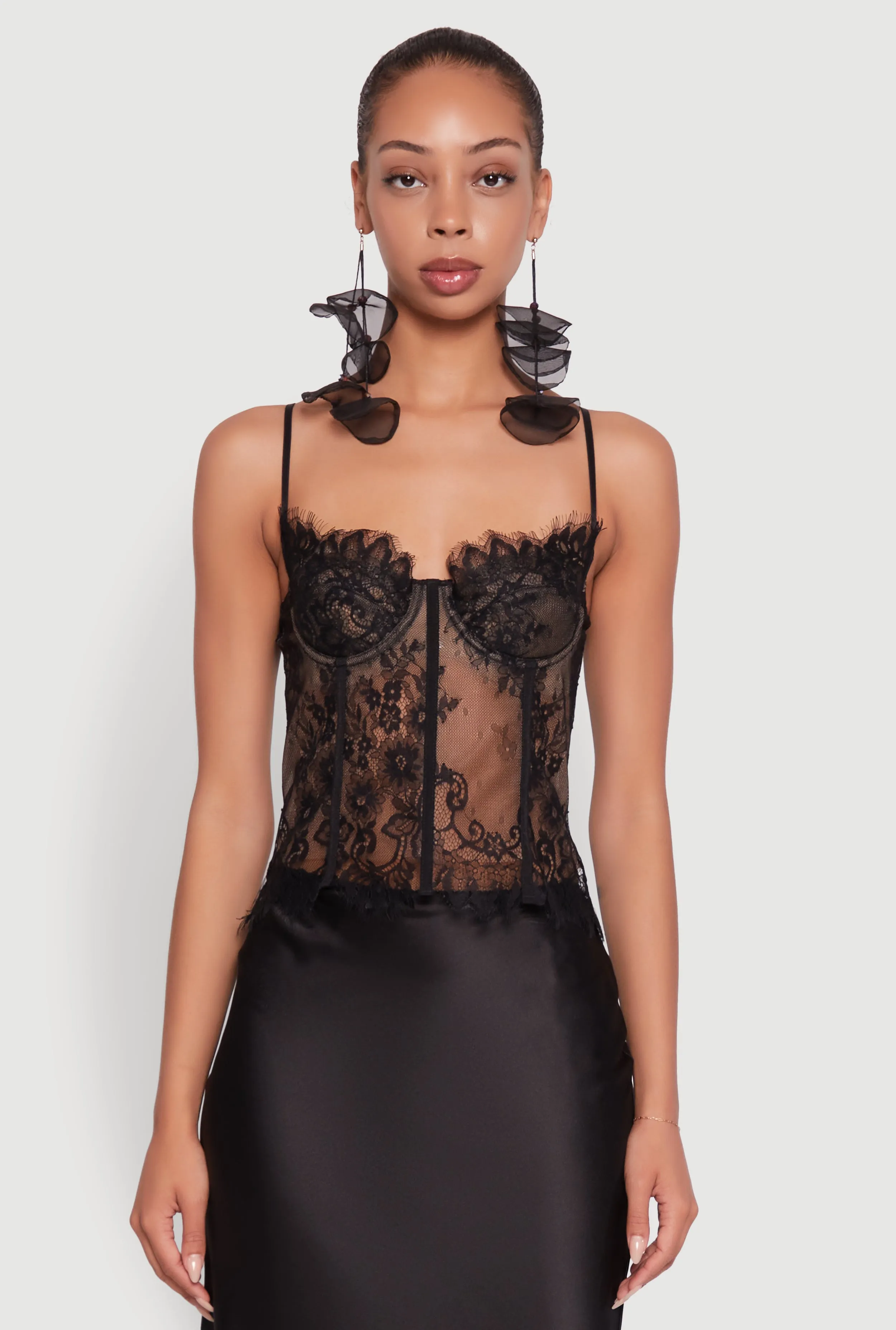 Scalloped Floral Lace Bustier Top with Underwire Support sold by Rainbow product image thumbnail 2