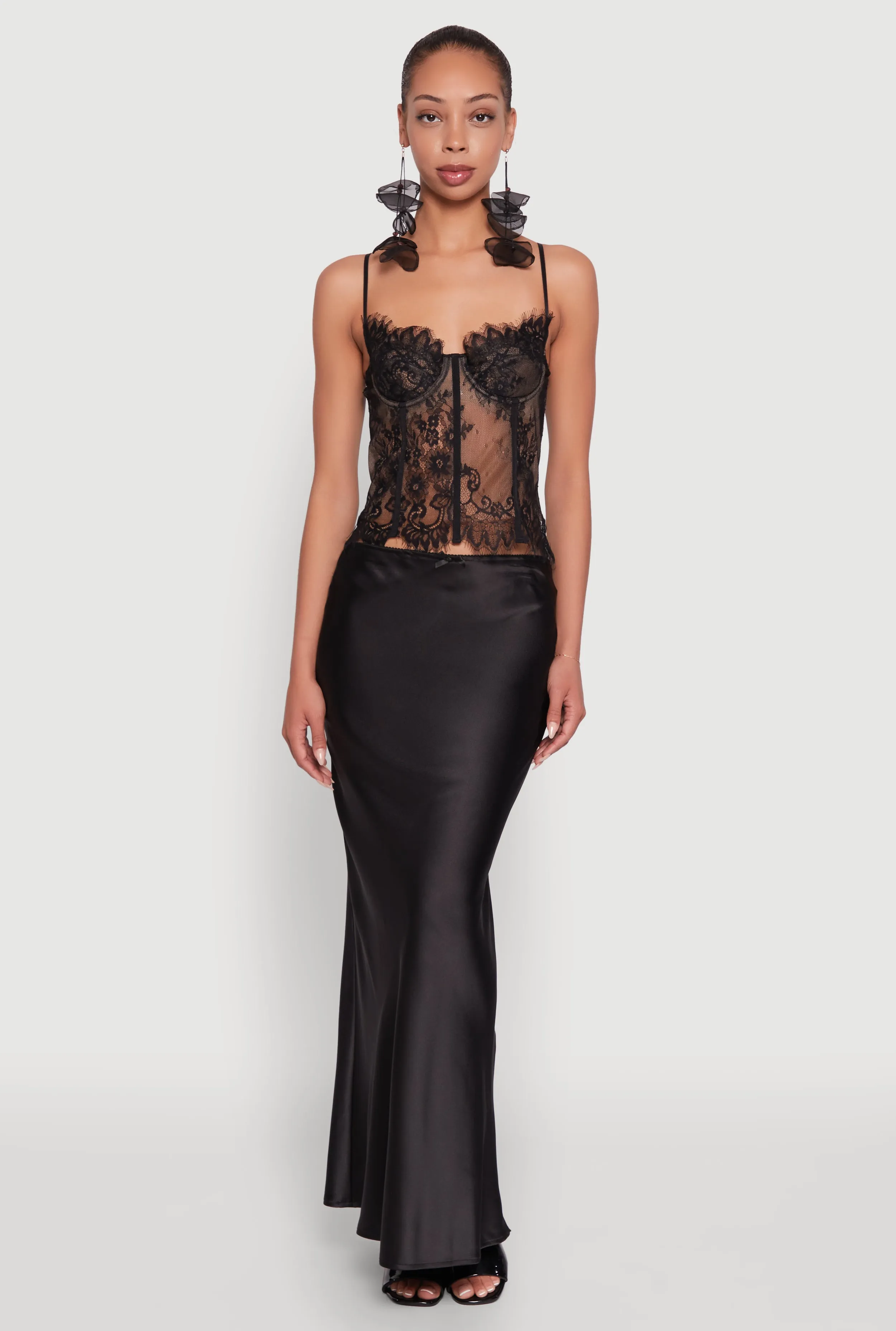 Scalloped Floral Lace Bustier Top with Underwire Support sold by Rainbow