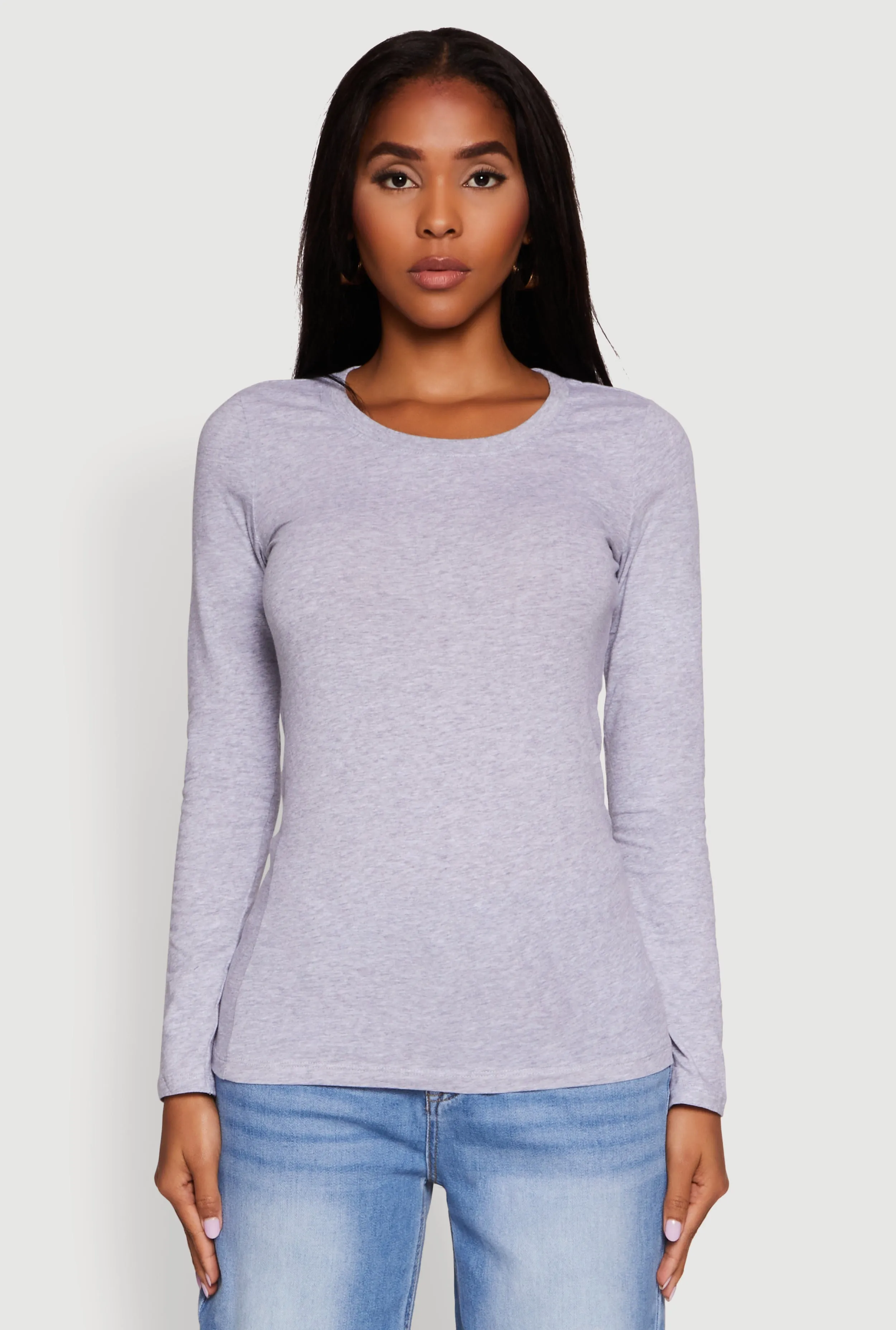 Basic Long Sleeve Crew Neck T Shirt sold by Rainbow product image thumbnail 2