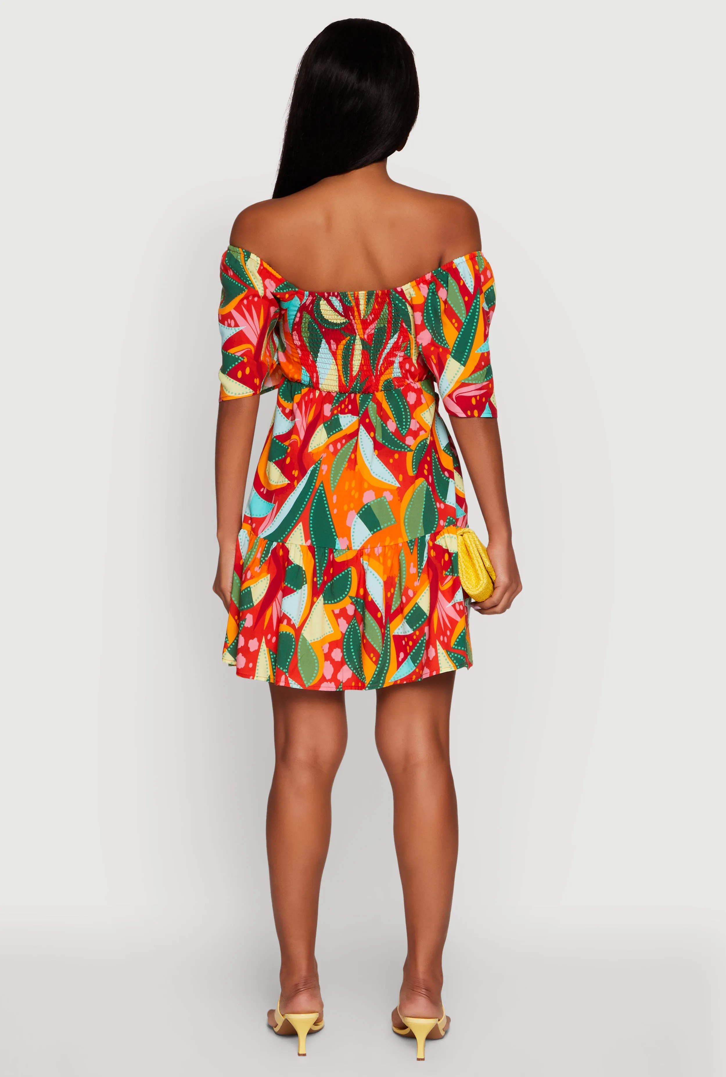 Abstract Leaf Print Cut Out Off The Shoulder Sundress sold by Rainbow product image thumbnail 5