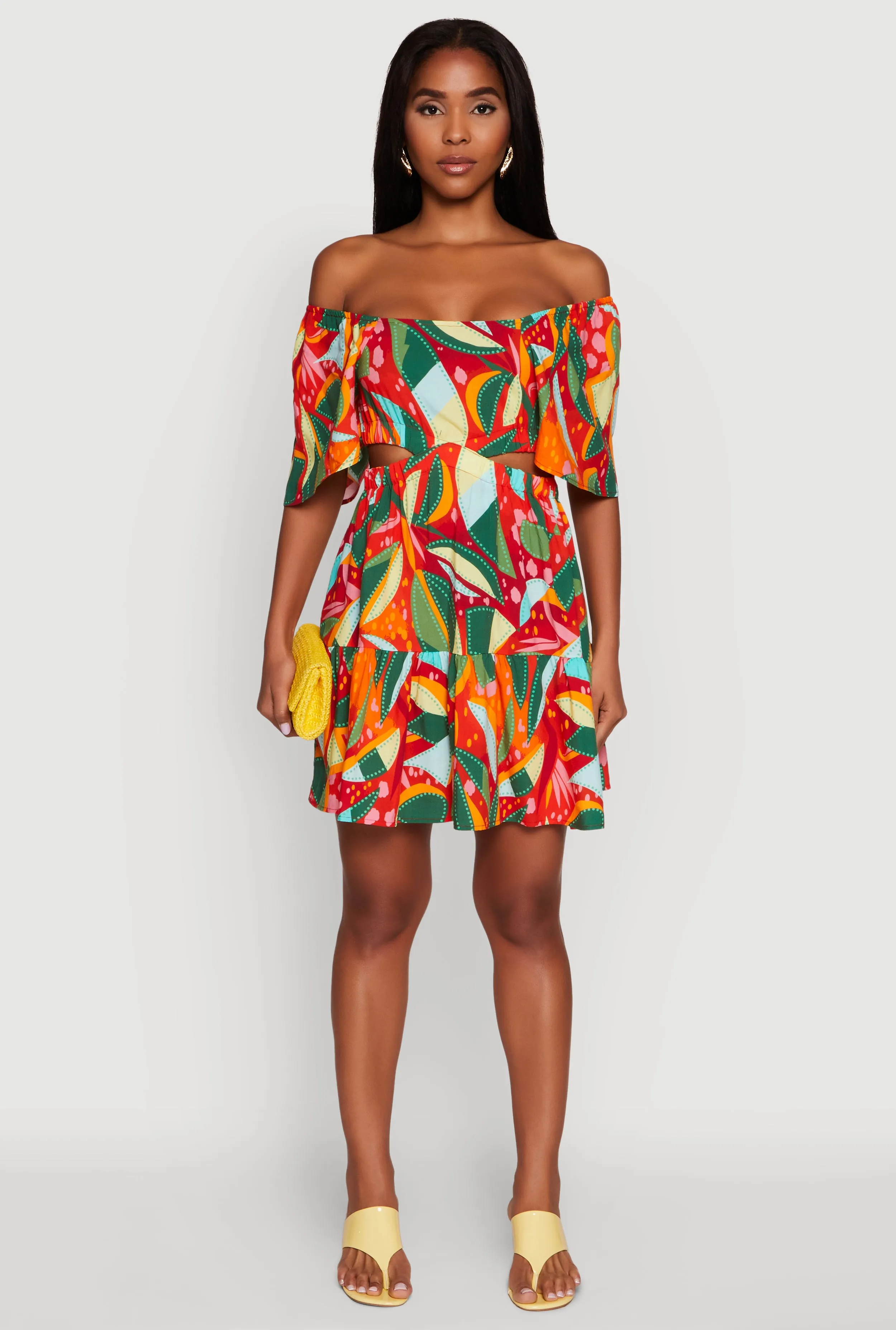 Abstract Leaf Print Cut Out Off The Shoulder Sundress sold by Rainbow product image thumbnail 2