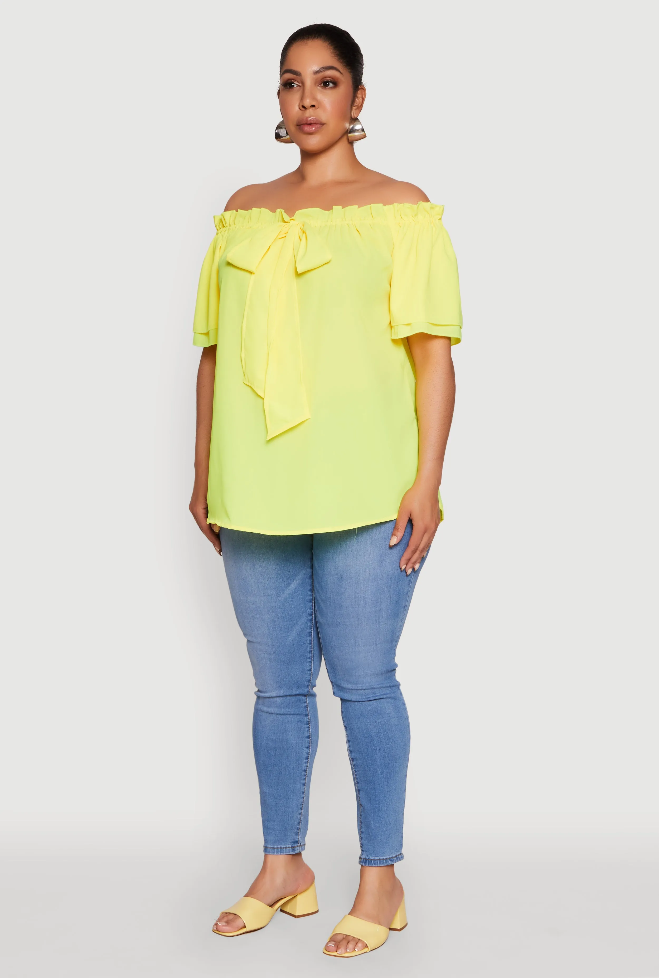 Plus Size Stylish Off the Shoulder Tiered Sleeve Blouse sold by Rainbow product image thumbnail 5
