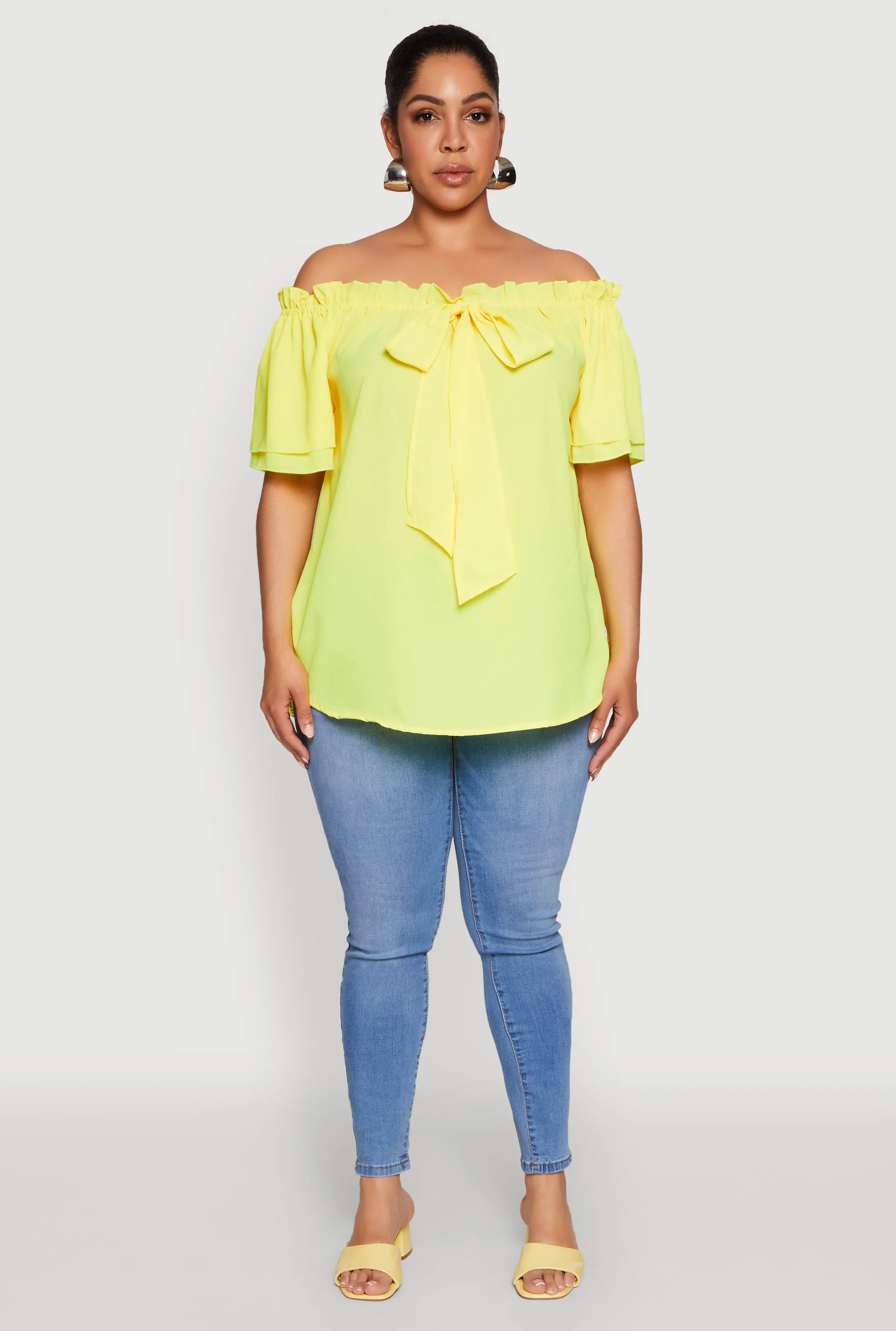 Plus Size Stylish Off the Shoulder Tiered Sleeve Blouse sold by Rainbow product image thumbnail 3
