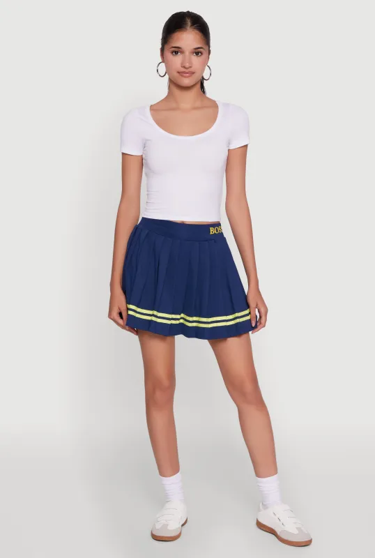 Varsity Stripe Graphic High Waisted Pleated Skirt sold by Rainbow