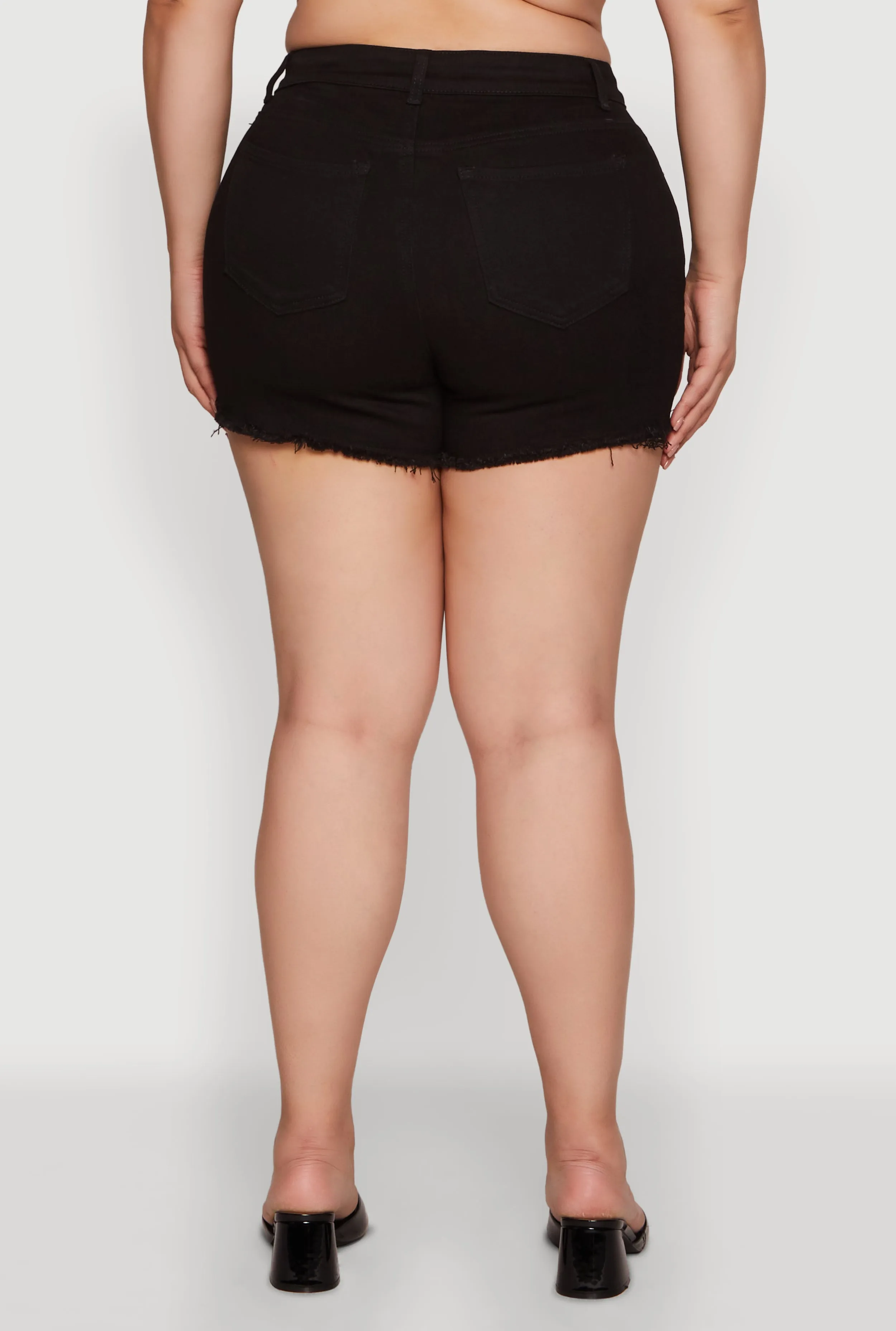 Plus Size WAX High Waisted Distressed Jean Shorts sold by Rainbow product image thumbnail 2