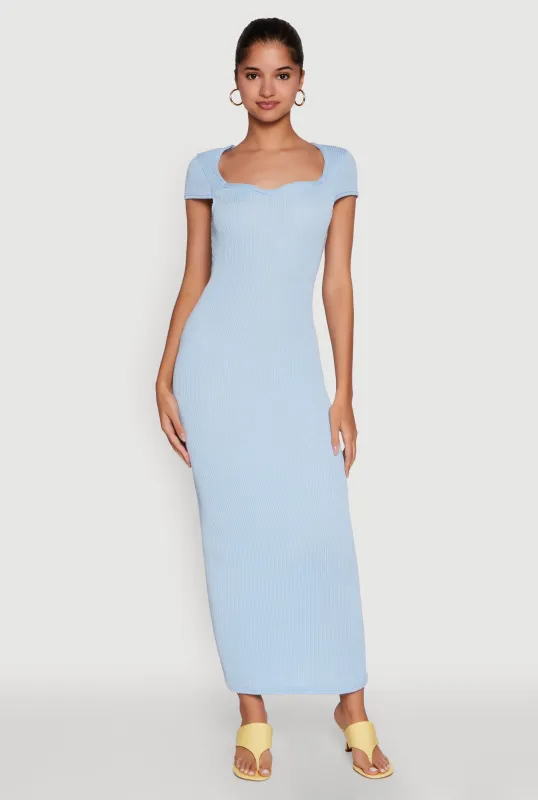 Trendy Textured Knit Tie Back Cut Out Maxi Dress sold by Rainbow