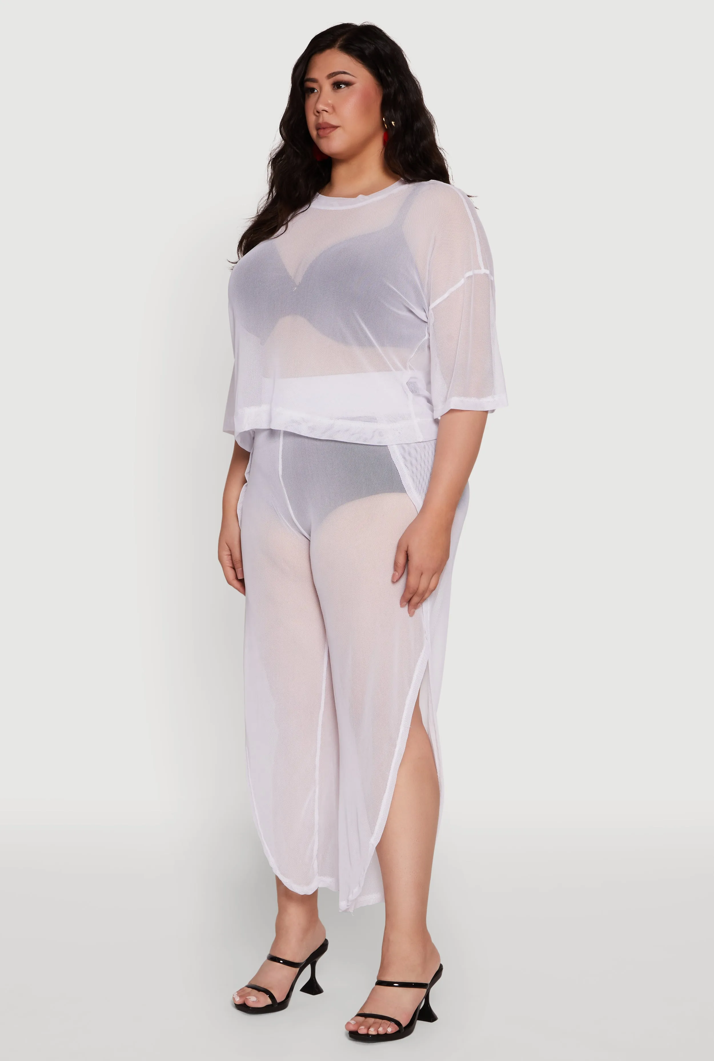 Plus Size Trendy Mesh Crew Neck Short Sleeve Top sold by Rainbow product image thumbnail 5