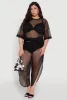 Plus Size Trendy Mesh Crew Neck Short Sleeve Top sold by Rainbow