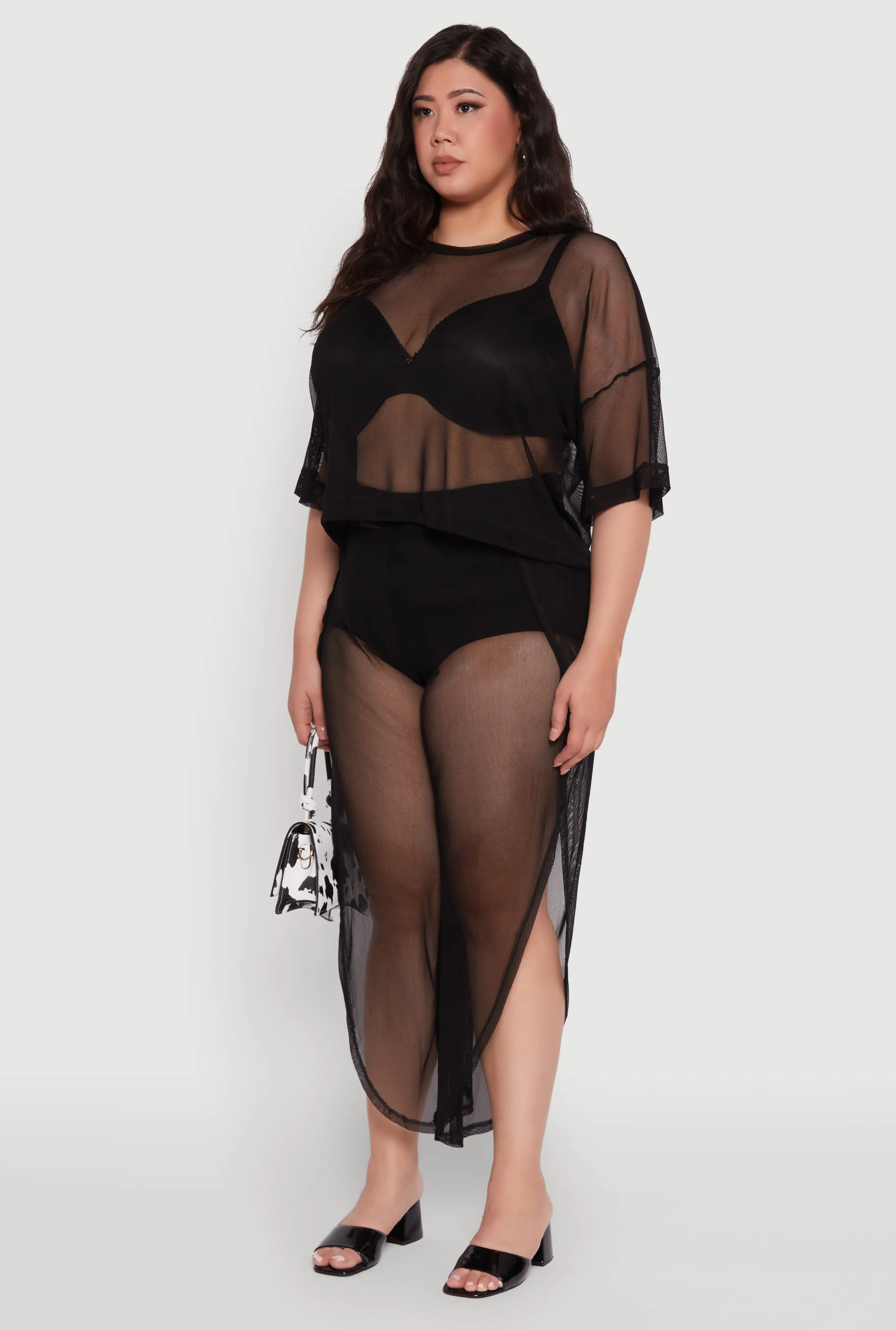 Plus Size Trendy Mesh Crew Neck Short Sleeve Top sold by Rainbow product image thumbnail 5