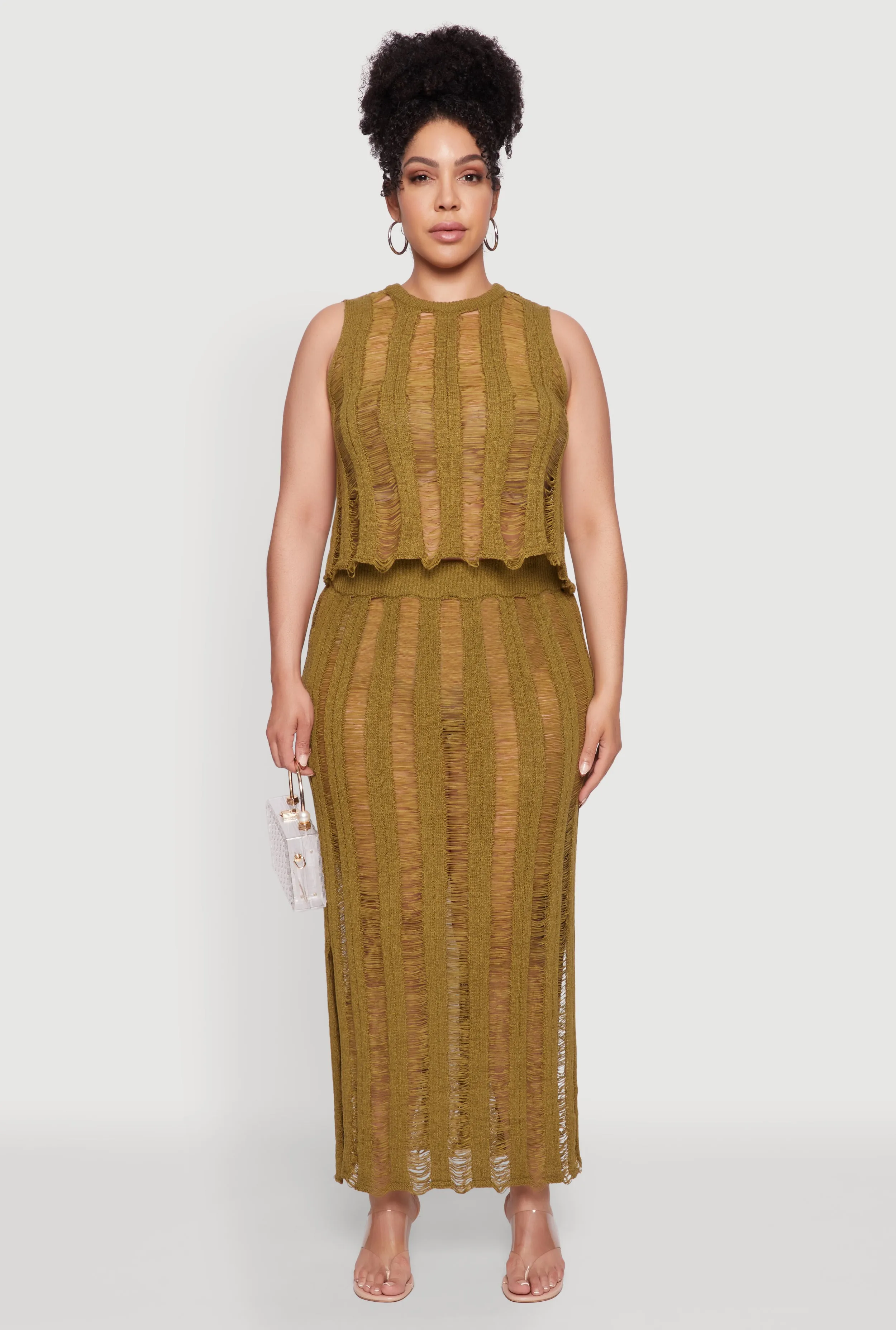 Plus Size Trendy Distressed High Waist Maxi Skirt sold by Rainbow product image thumbnail 2