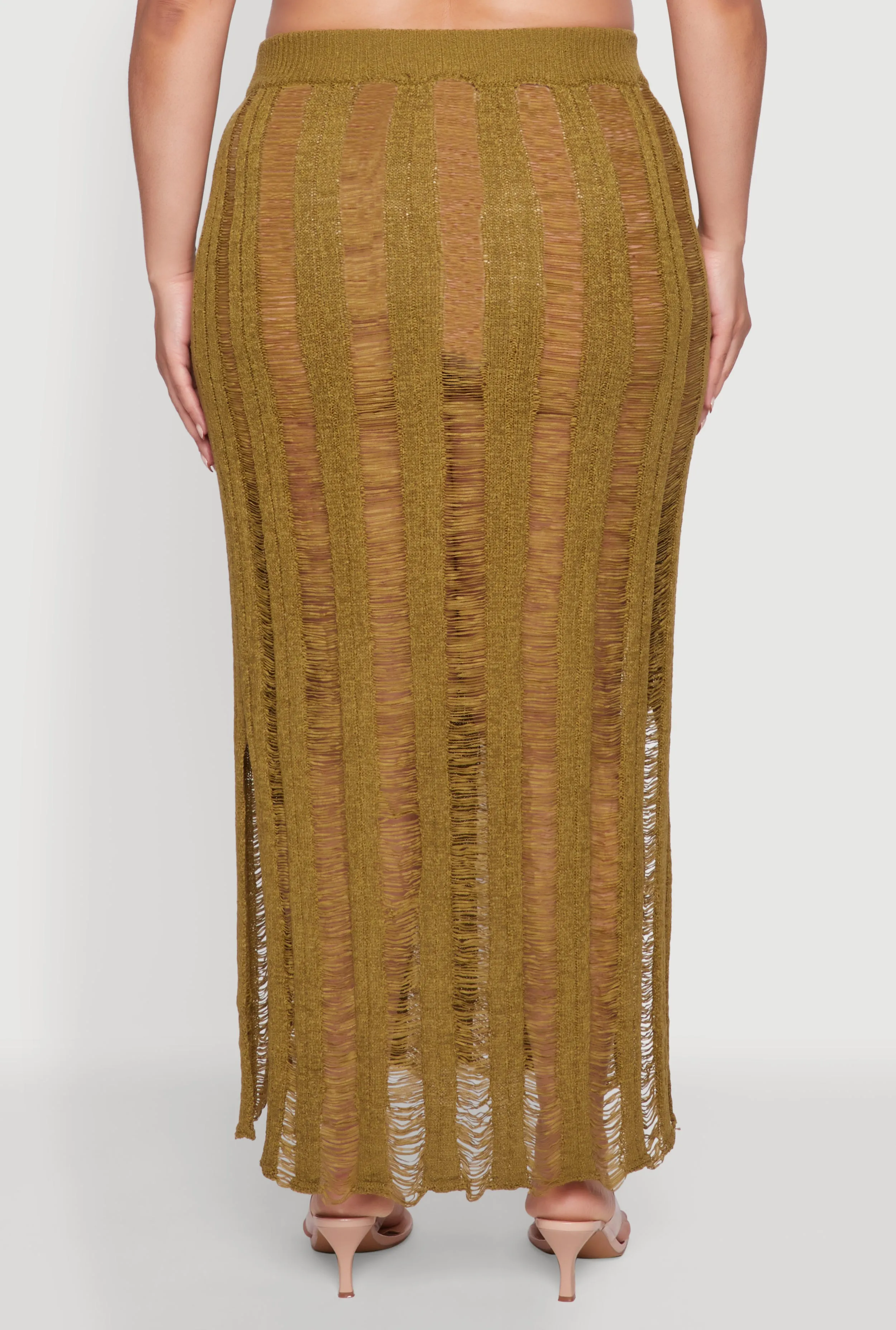 Plus Size Trendy Distressed High Waist Maxi Skirt sold by Rainbow product image thumbnail 5