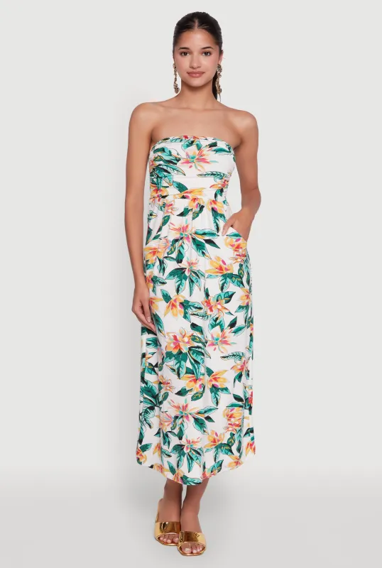 Floral Print Tube Sundress with Classic Fit sold by Rainbow