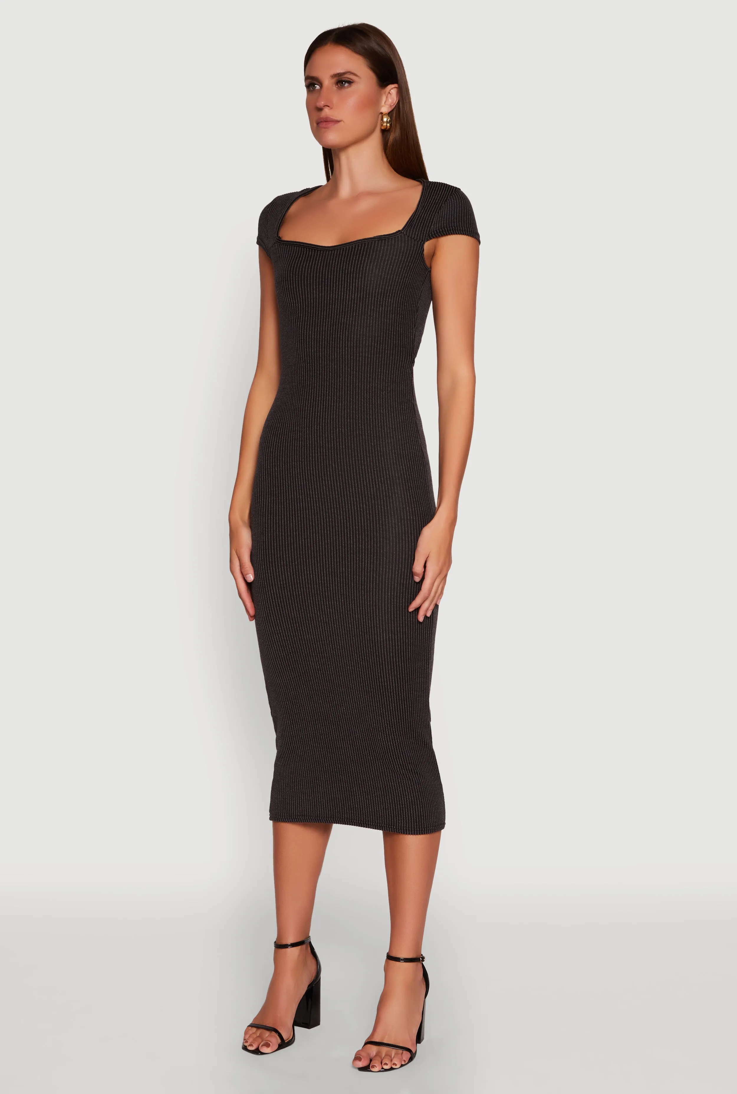 Trendy Textured Knit Tie Back Cut Out Maxi Dress sold by Rainbow product image thumbnail 3