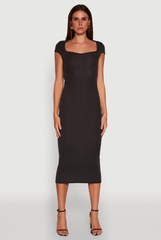 Trendy Textured Knit Tie Back Cut Out Maxi Dress sold by Rainbow