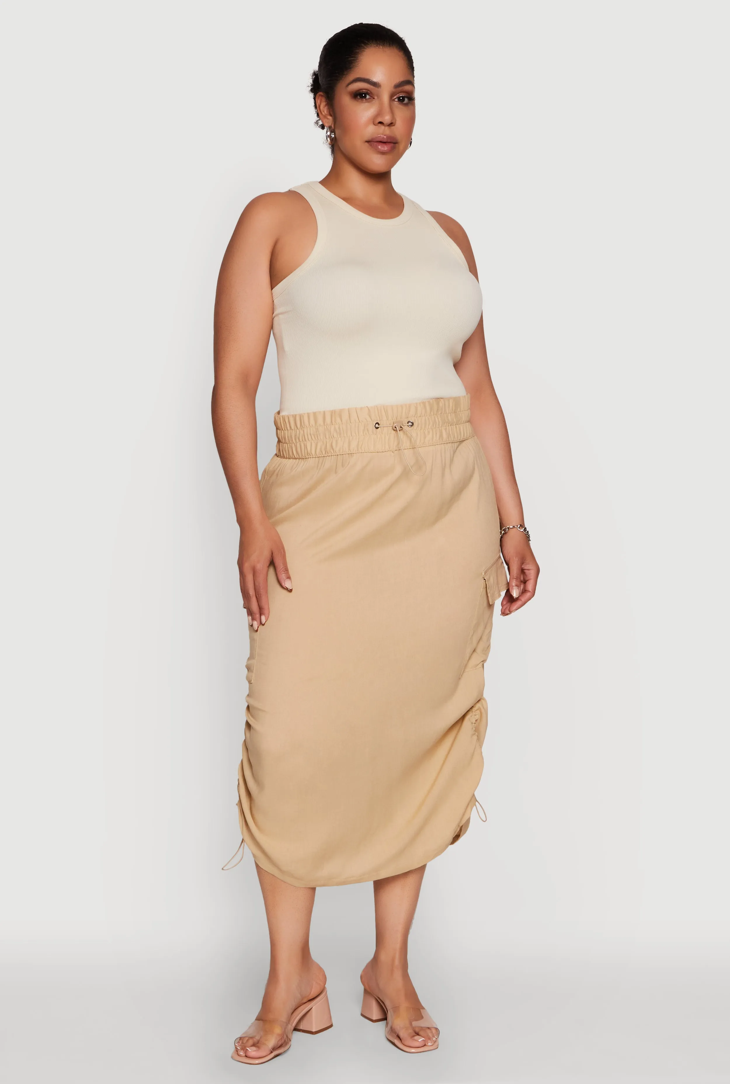 Plus Size Trendy Toggle Drawstring High Waisted Utility Skirt sold by Rainbow product image thumbnail 2